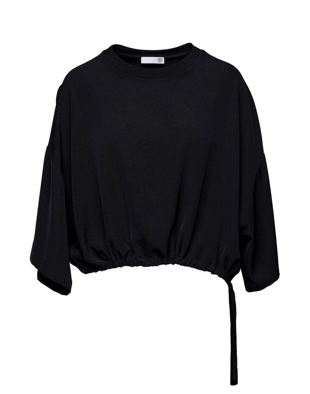 Blusa Girocollo in Cady Fluido Nero