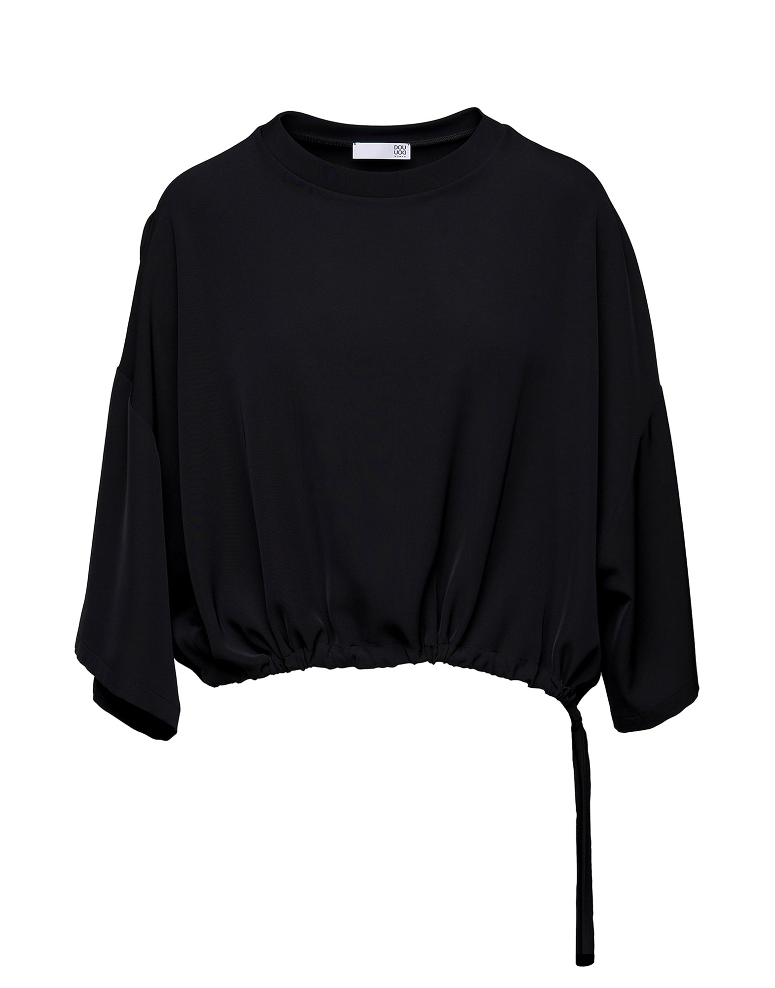Blusa Girocollo in Cady Fluido Nero