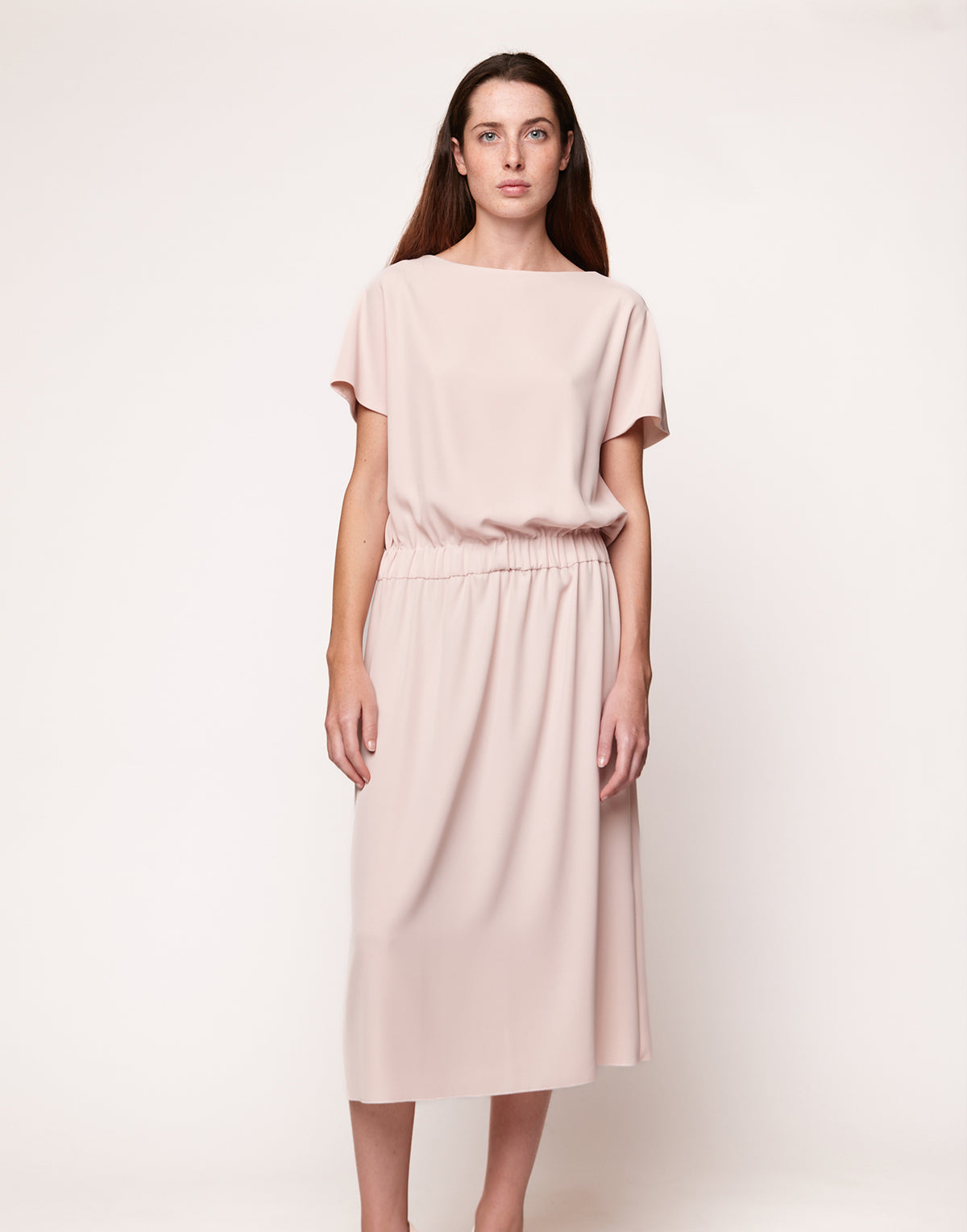 Longuette Dress in Fluid Cady Petal