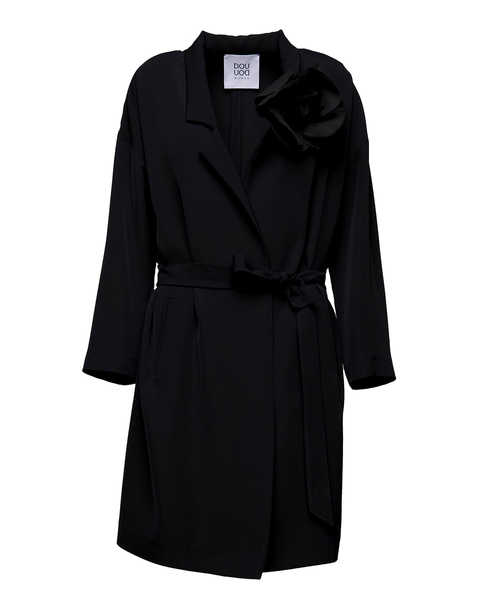 Trench Decostruito in Cady Fluido Nero