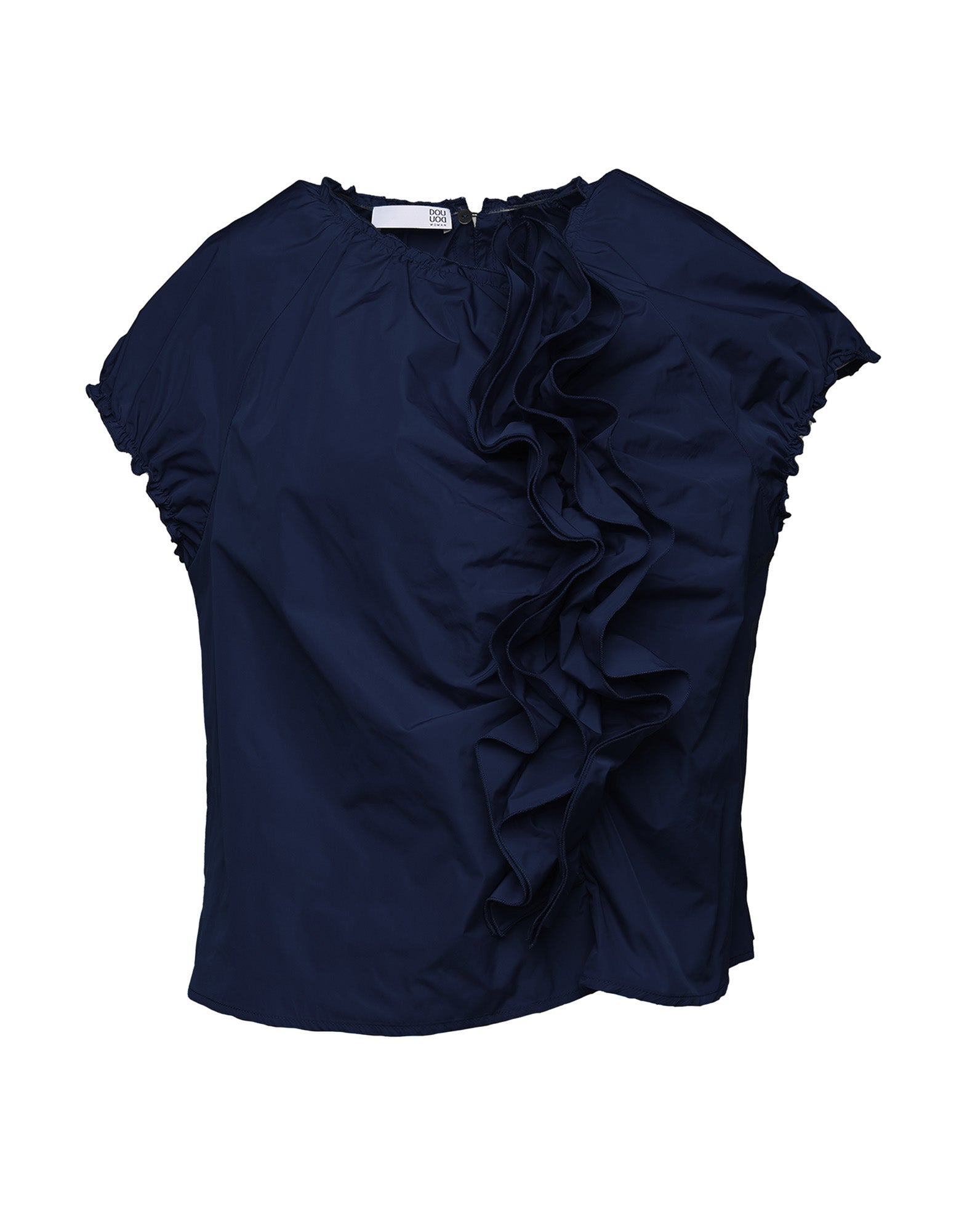 Top con Rouches in Taffetas Microfibra Zaffiro