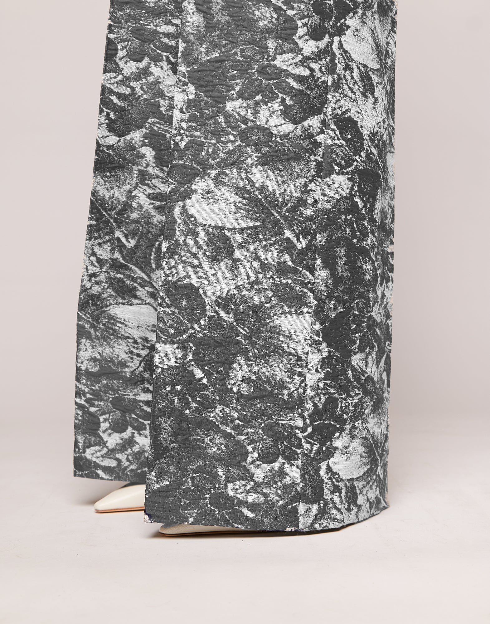 Pantaloni a Vita Alta in Jacquard Steel
