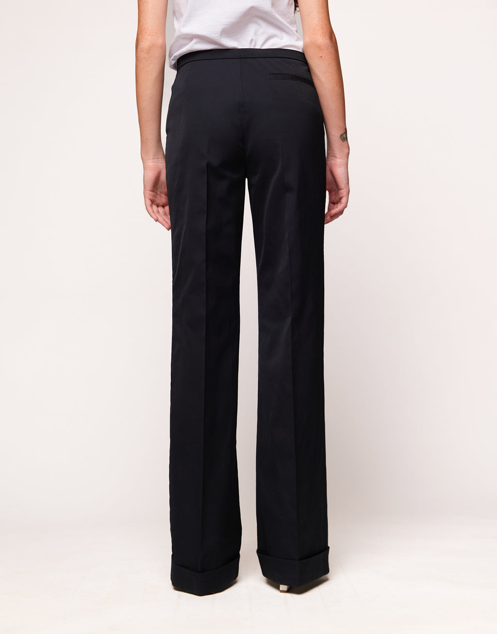 Pantaloni a Gamba Dritta in Tecno Gabardine Blu Abisso
