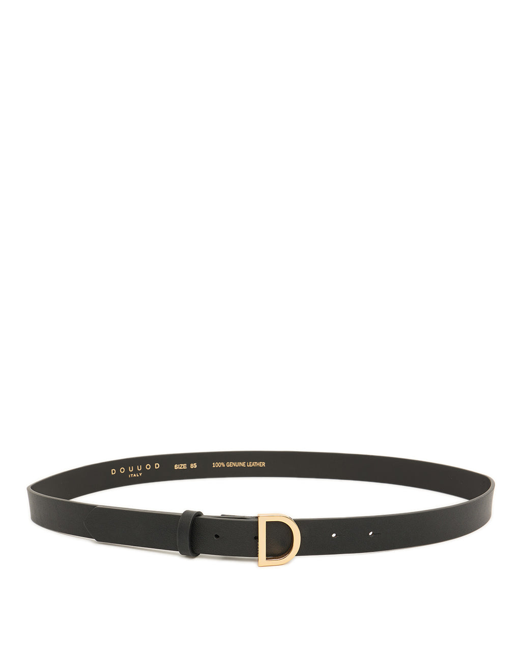 Cintura in Pelle con Fibbia "D" Nera/Oro