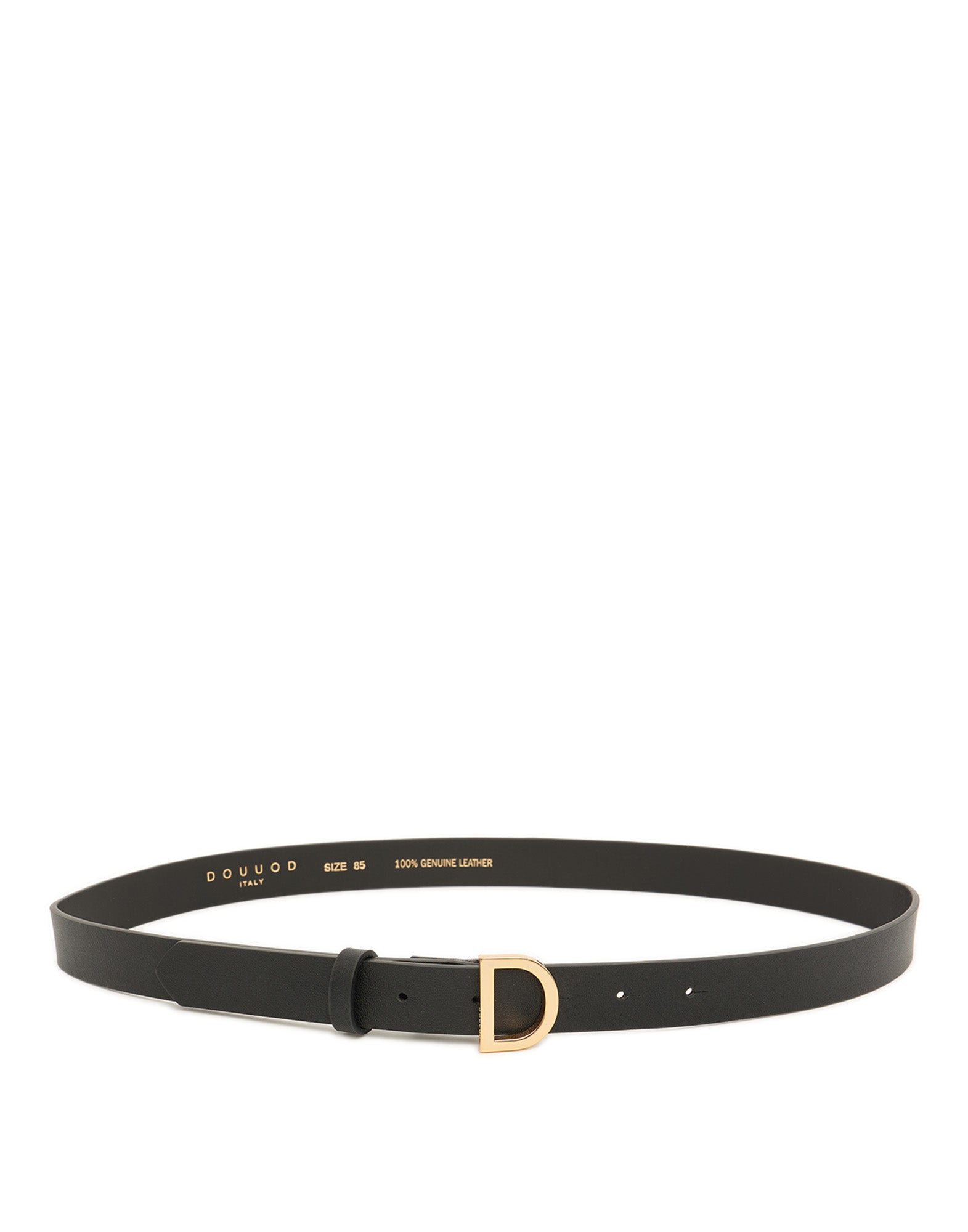 Cintura in Pelle con Fibbia "D" Nera/Oro