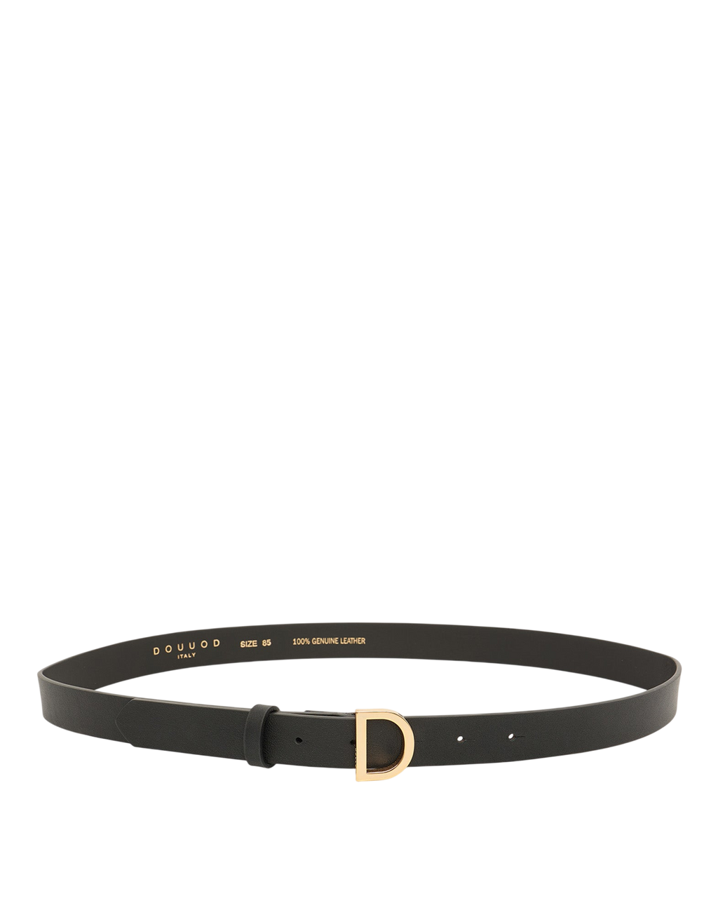 Cintura in Pelle con Fibbia "D" Nera/Oro