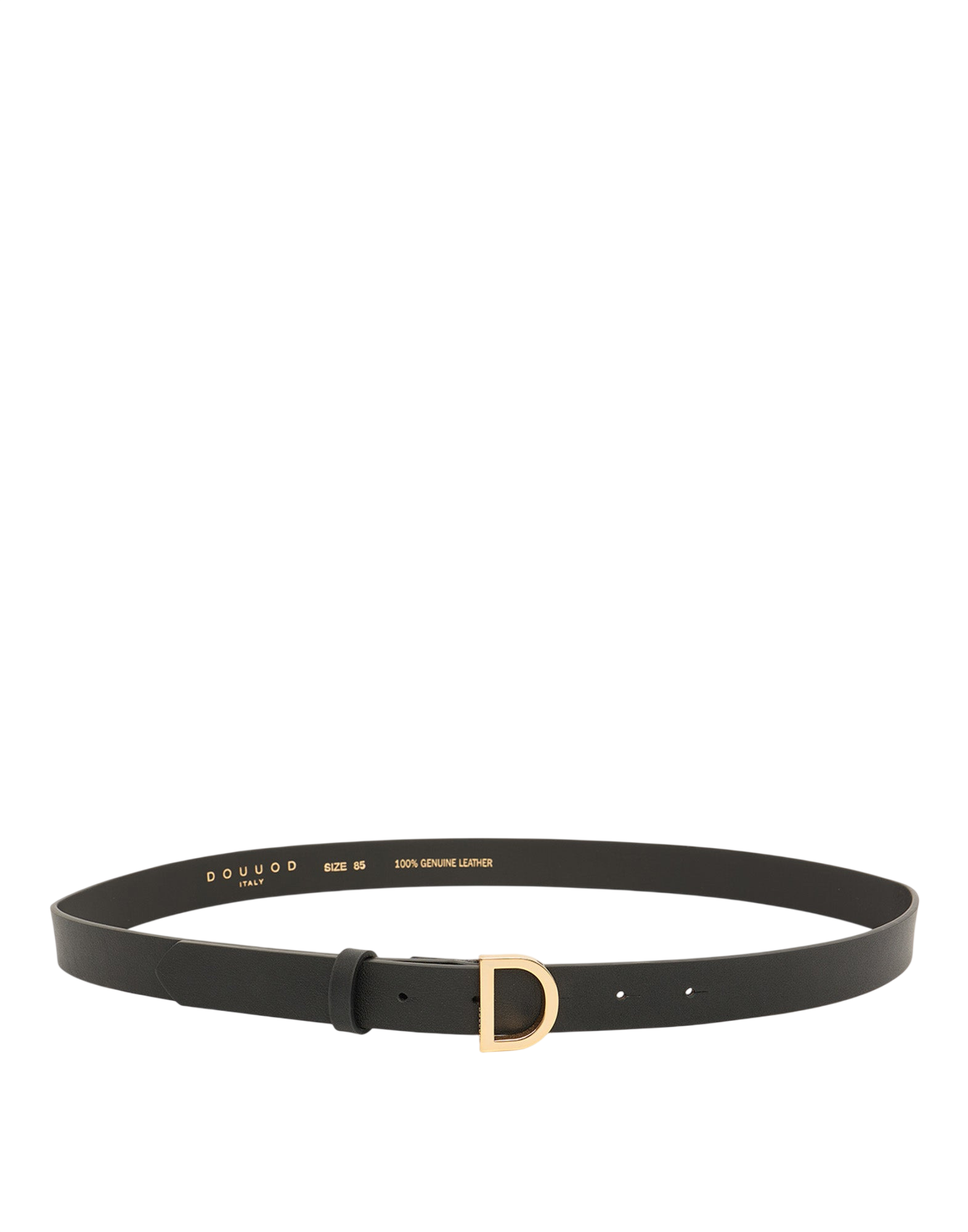 Cintura in Pelle con Fibbia "D" Nera/Oro