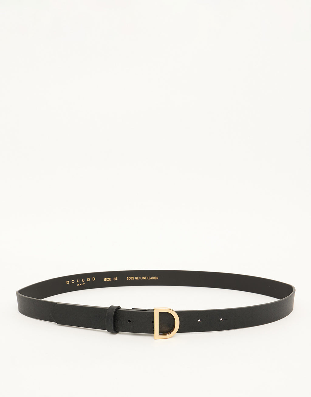 Cintura in Pelle con Fibbia "D" Nera/Oro