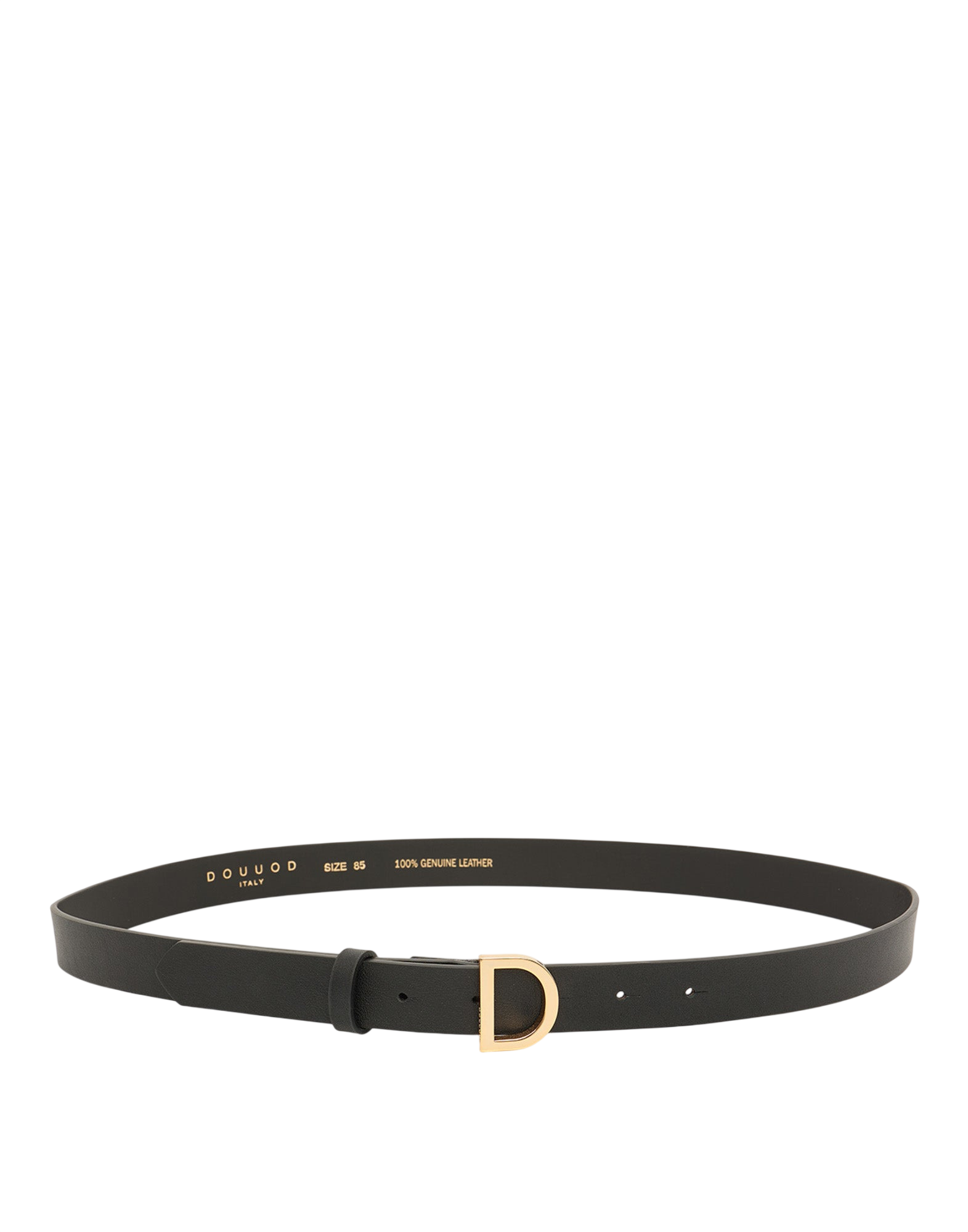 Cintura in Pelle con Fibbia "D" Nera/Oro