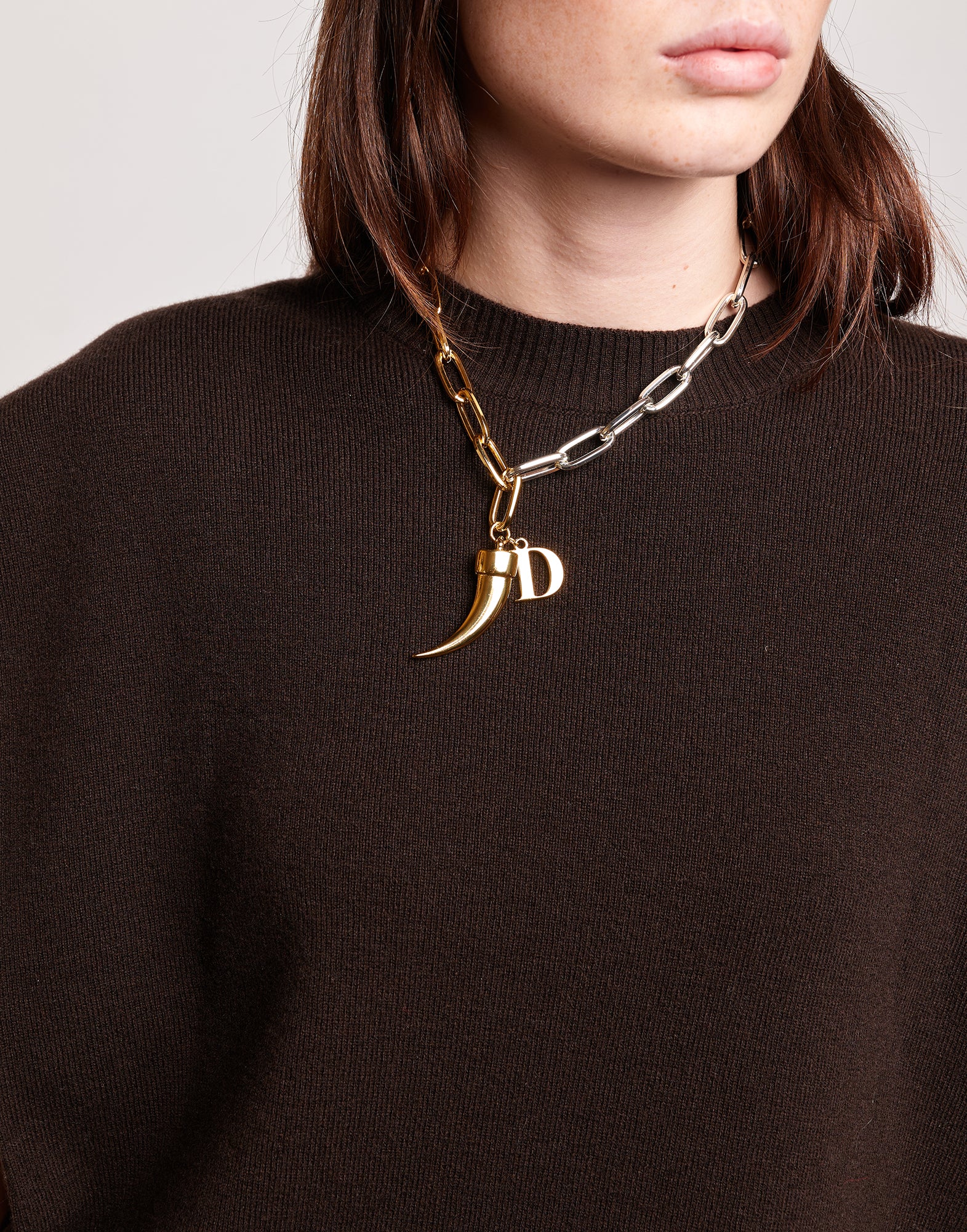Collana con Catena Bicolore e Pendenti Oro/Argento