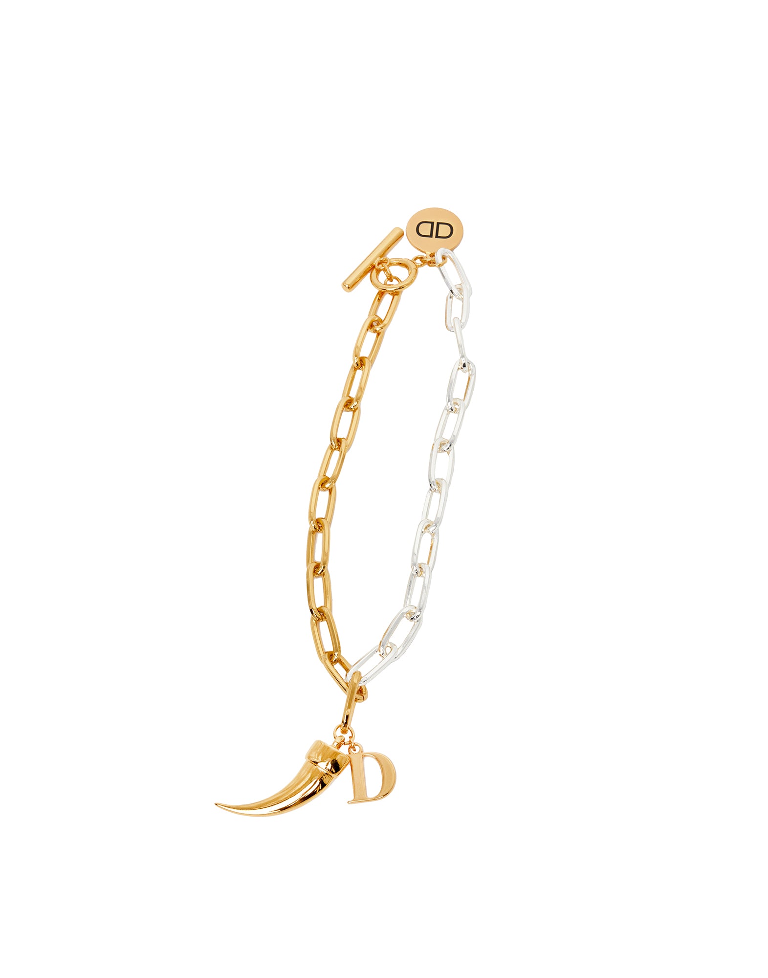 Collana con Catena Bicolore e Pendenti Oro/Argento