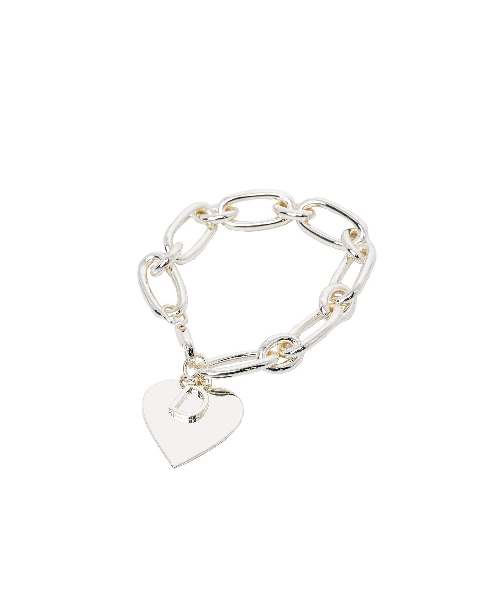 Bracciale a Catena con Cuore e "D" Pendenti Argento