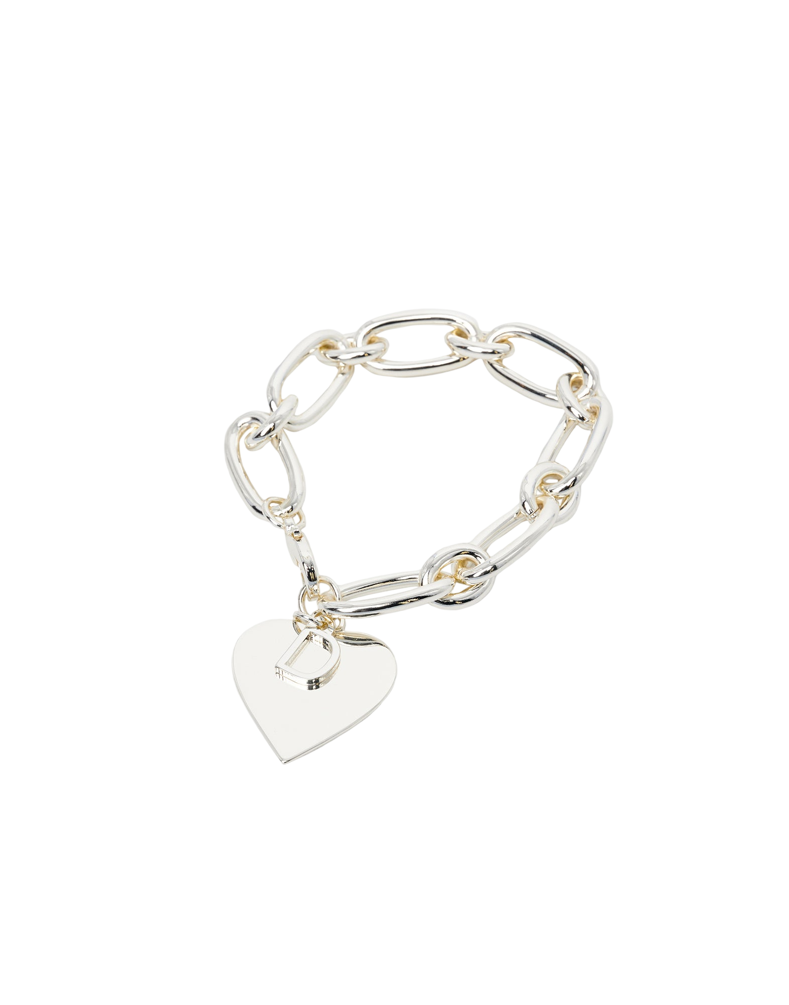Bracciale a Catena con Cuore e "D" Pendenti Argento