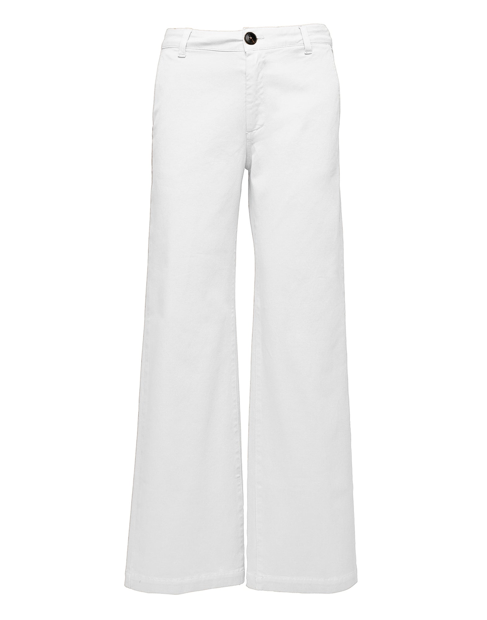 Pantaloni a Gamba Larga in Drill di Cotone Stretch Off White