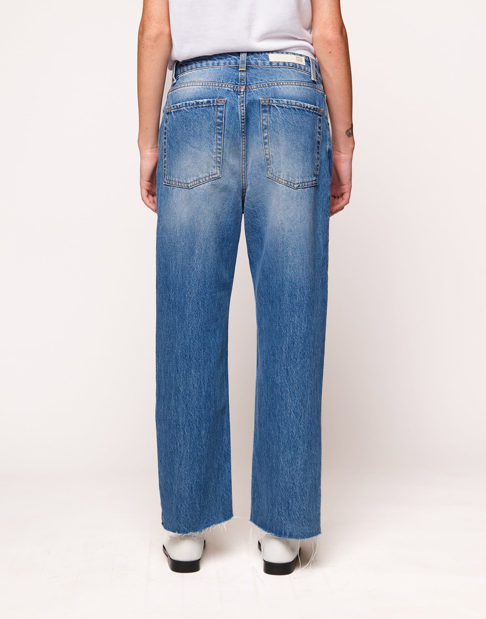 Jeans Baggy a 5 Tasche in Denim Medium Blue