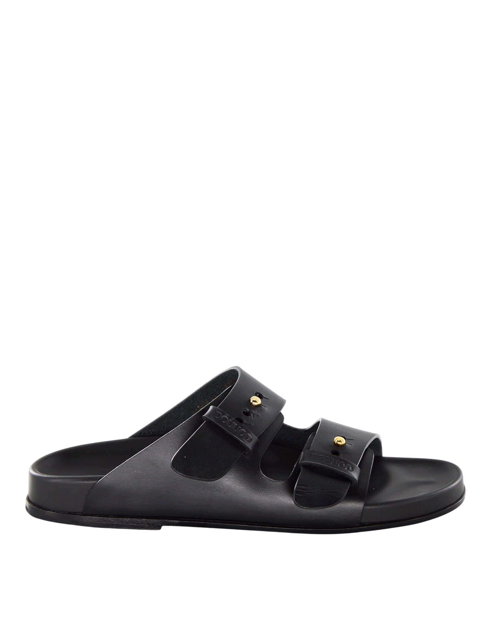 Sandali Doppia Fascia Fondo Cuoio Neri