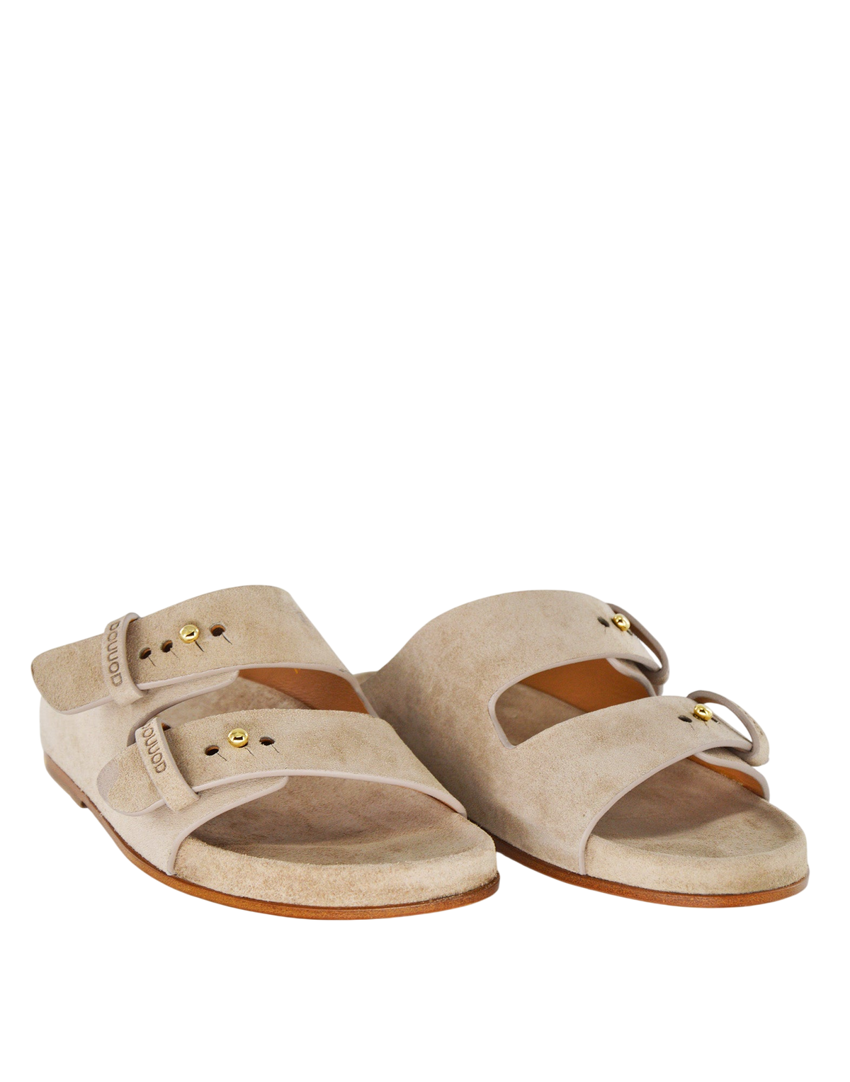 Sandali Doppia Fascia Fondo Cuoio Taupe