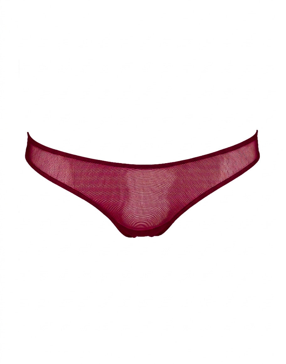 Slip a Brasiliana in Tulle Elasticizzato Bordeaux