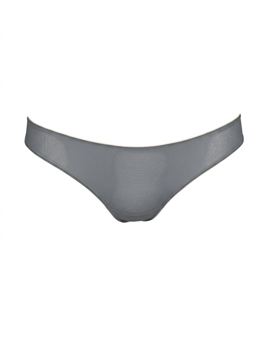 Slip a Brasiliana in Tulle Elasticizzato Grigio