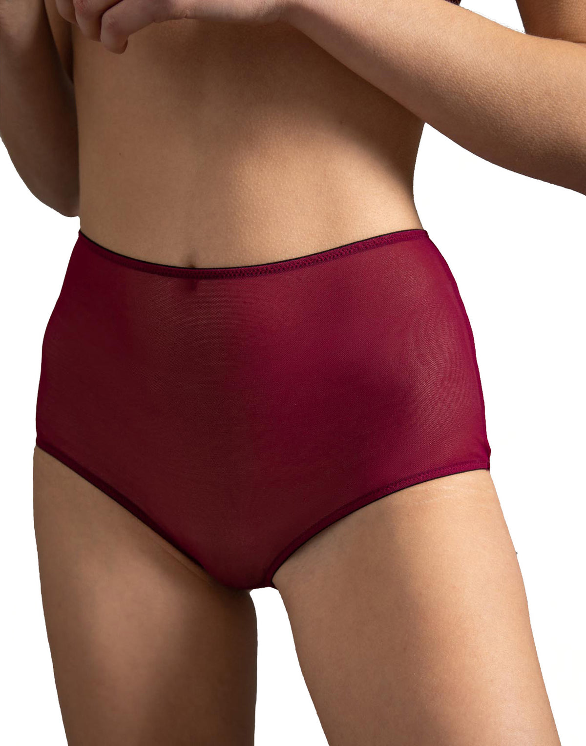 Slip a Culotte in Tulle Elasticizzato Bordeaux