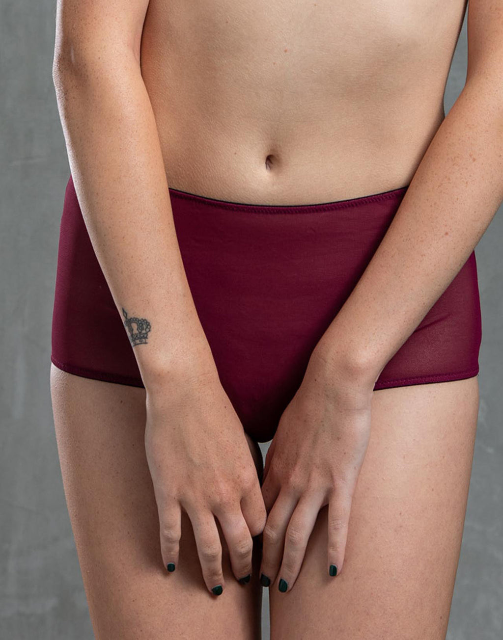 Slip a Culotte in Tulle Elasticizzato Bordeaux