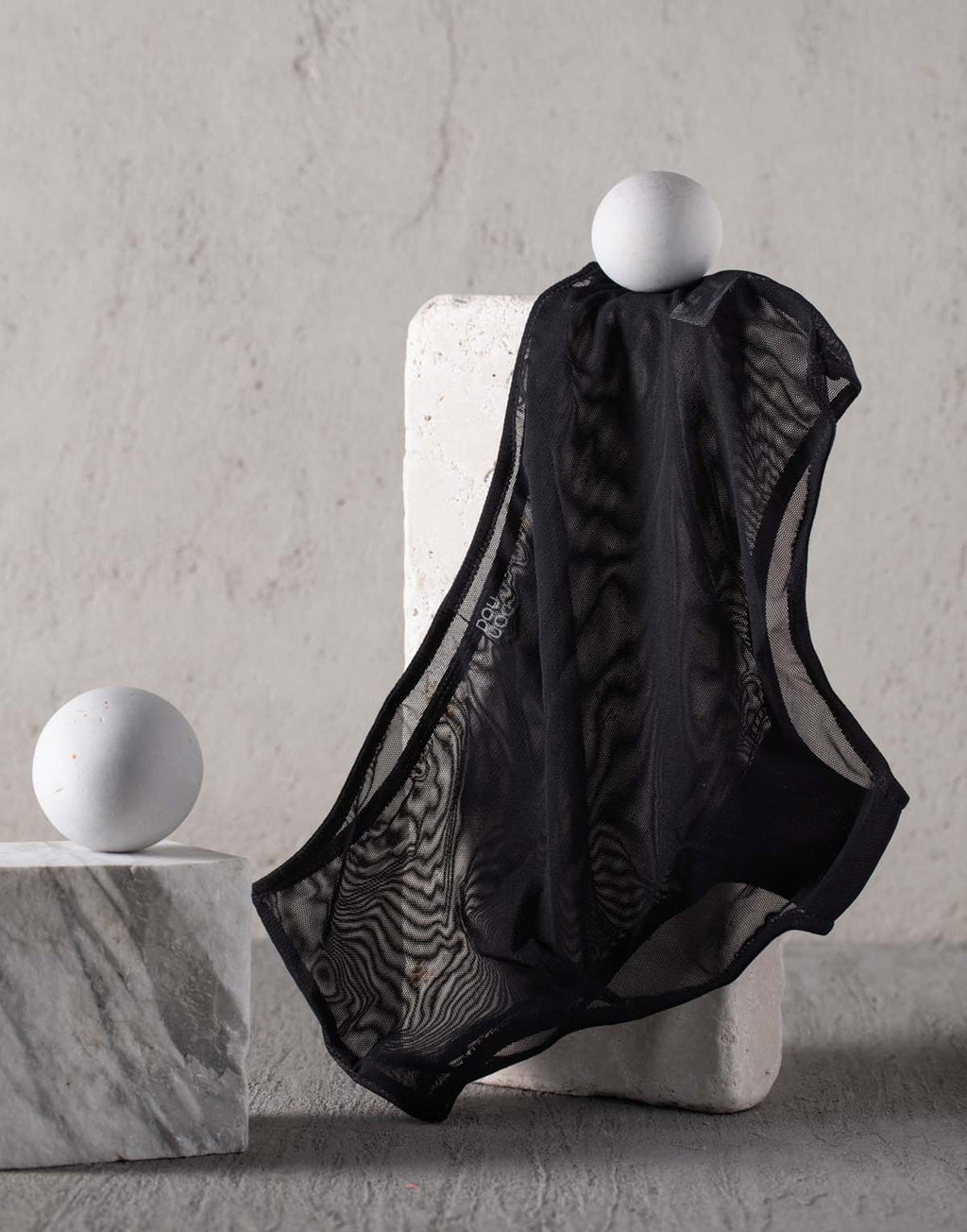 Slip a Culotte in Tulle Elasticizzato Nero