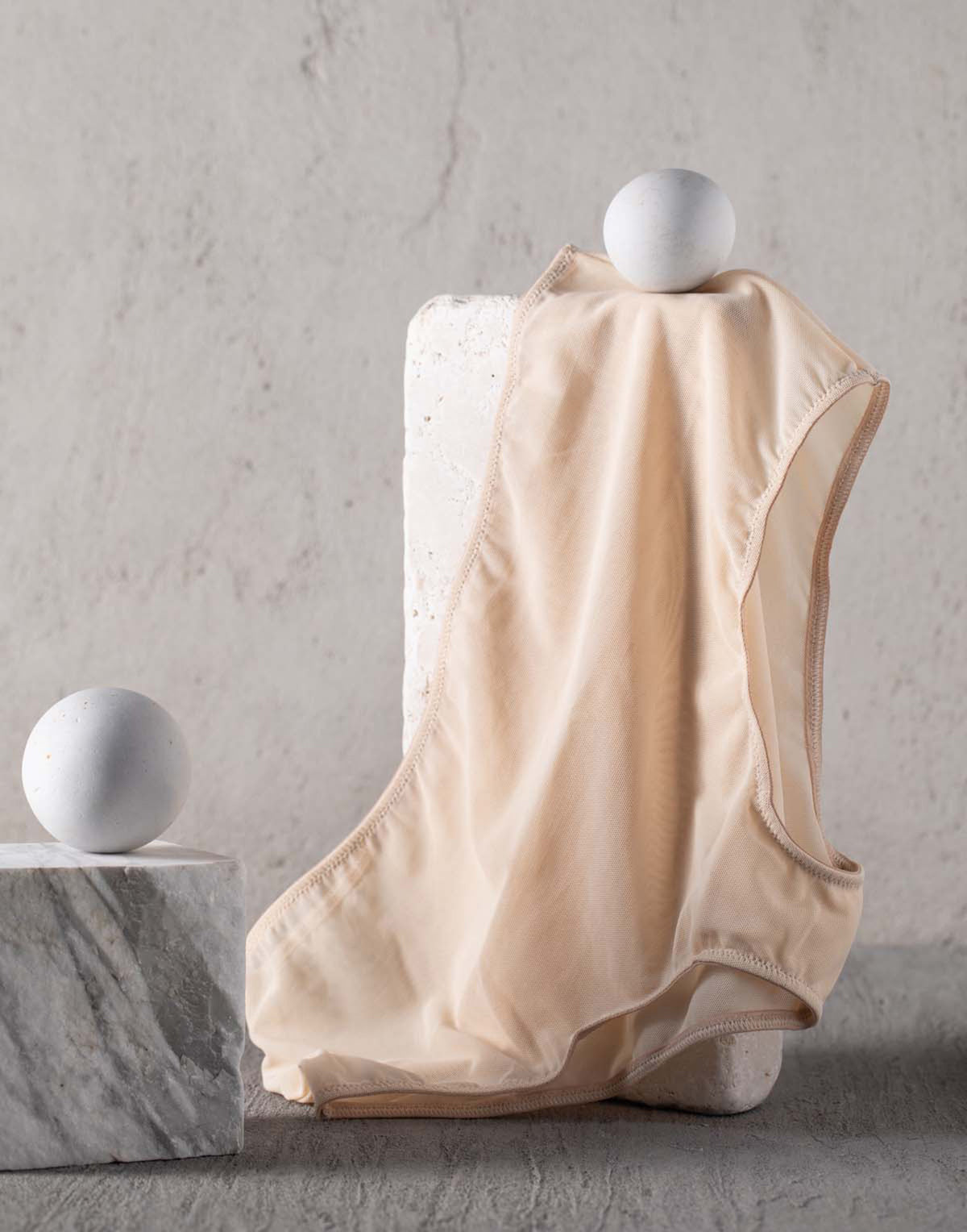 Slip a Culotte in Tulle Elasticizzato Nude