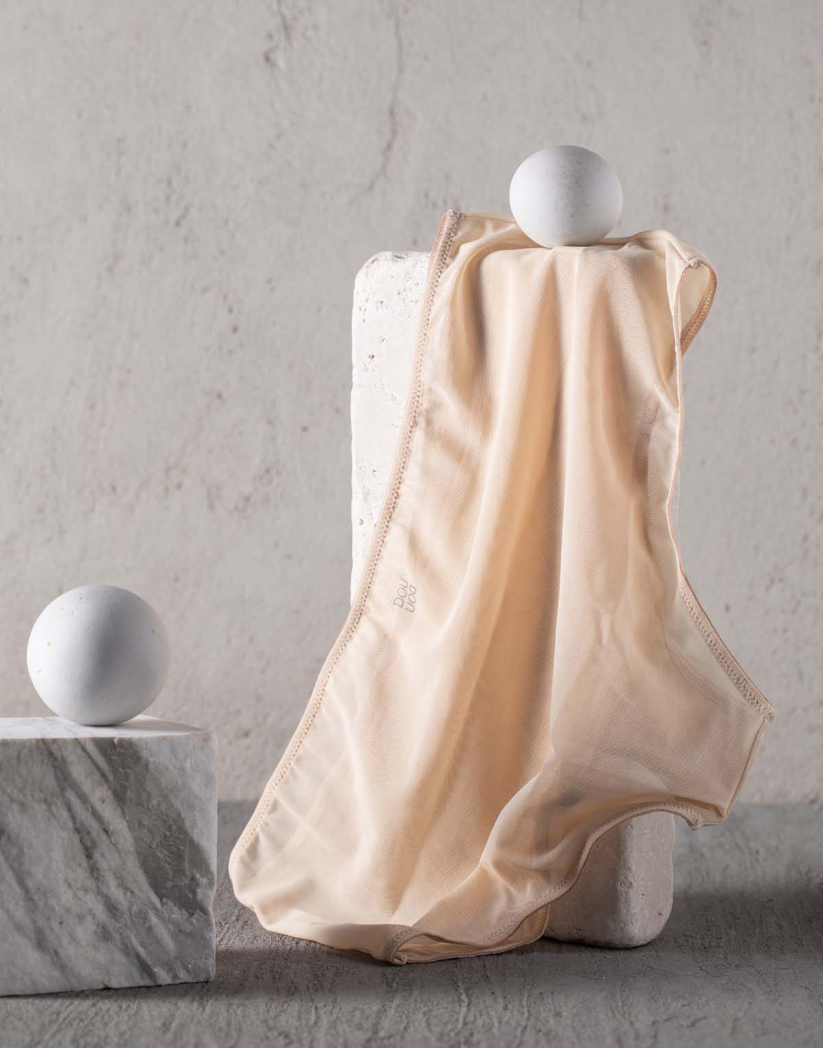 Slip a Culotte in Tulle Elasticizzato Nude