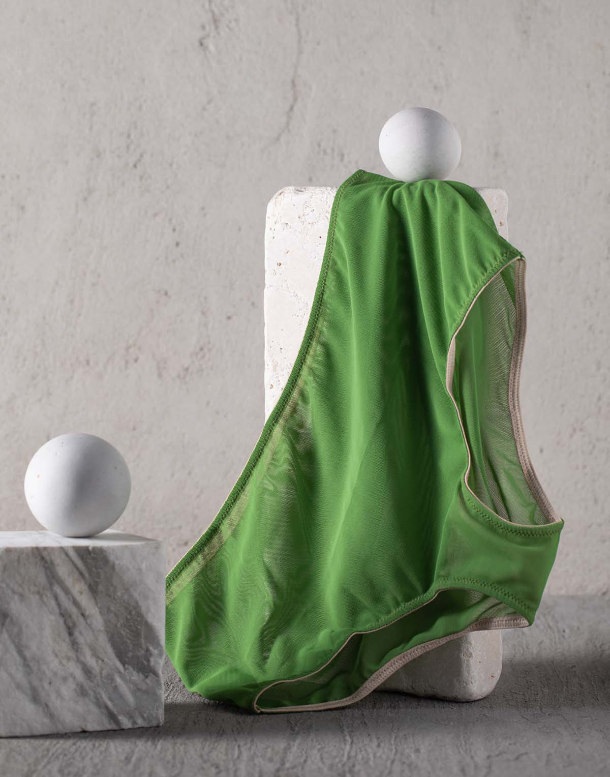 Slip a Culotte in Tulle Elasticizzato Verde