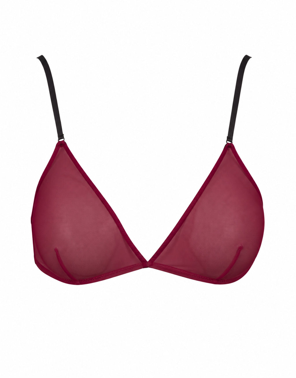 Reggiseno a Triangolo in Tulle Elasticizzato Bordeaux