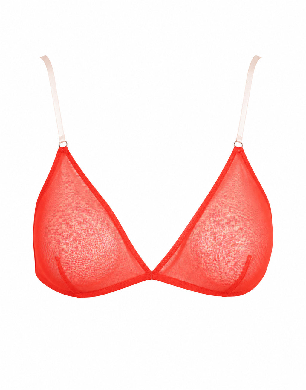 Reggiseno a Triangolo in Tulle Elasticizzato Corallo