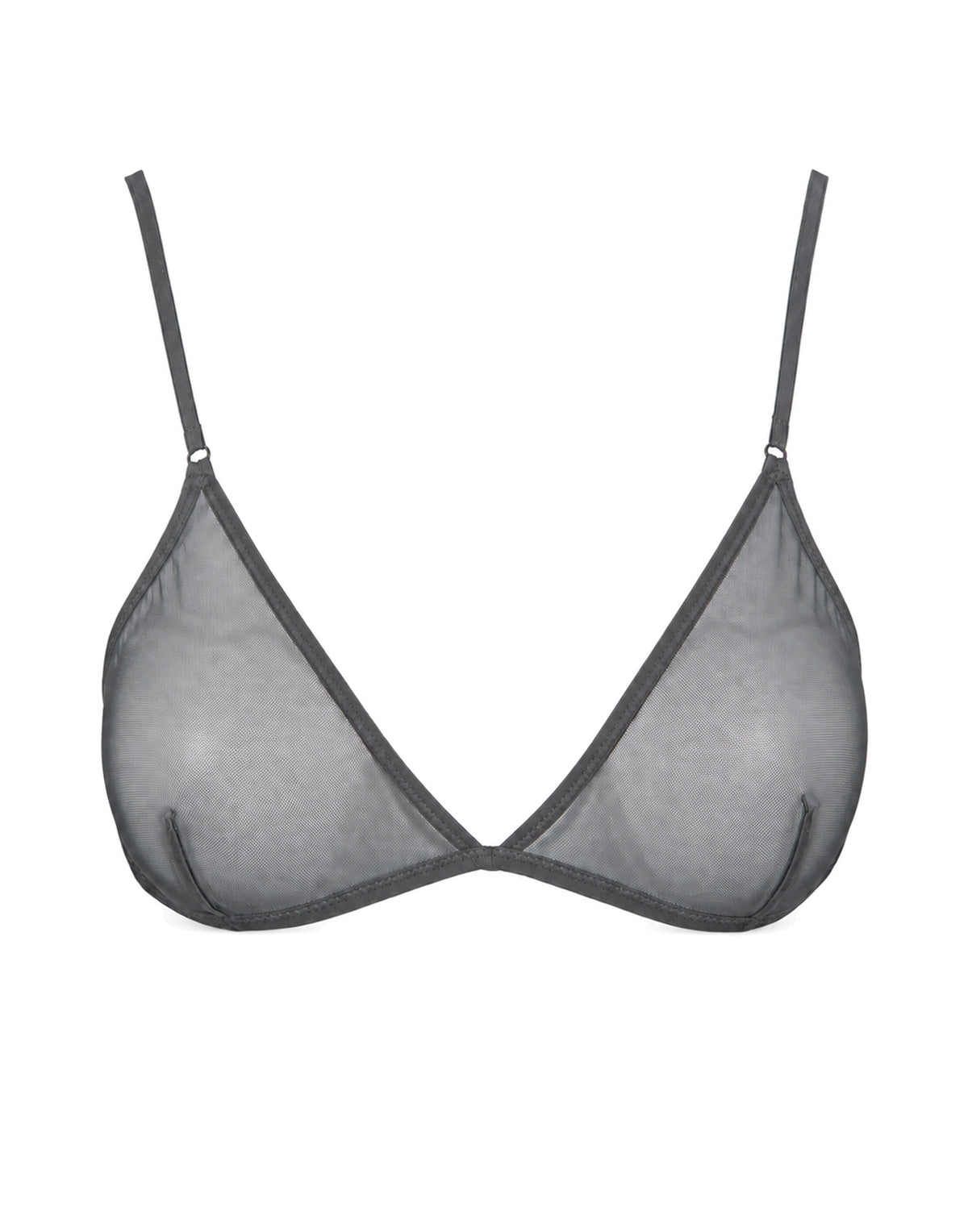 Reggiseno a Triangolo in Tulle Elasticizzato Grigio