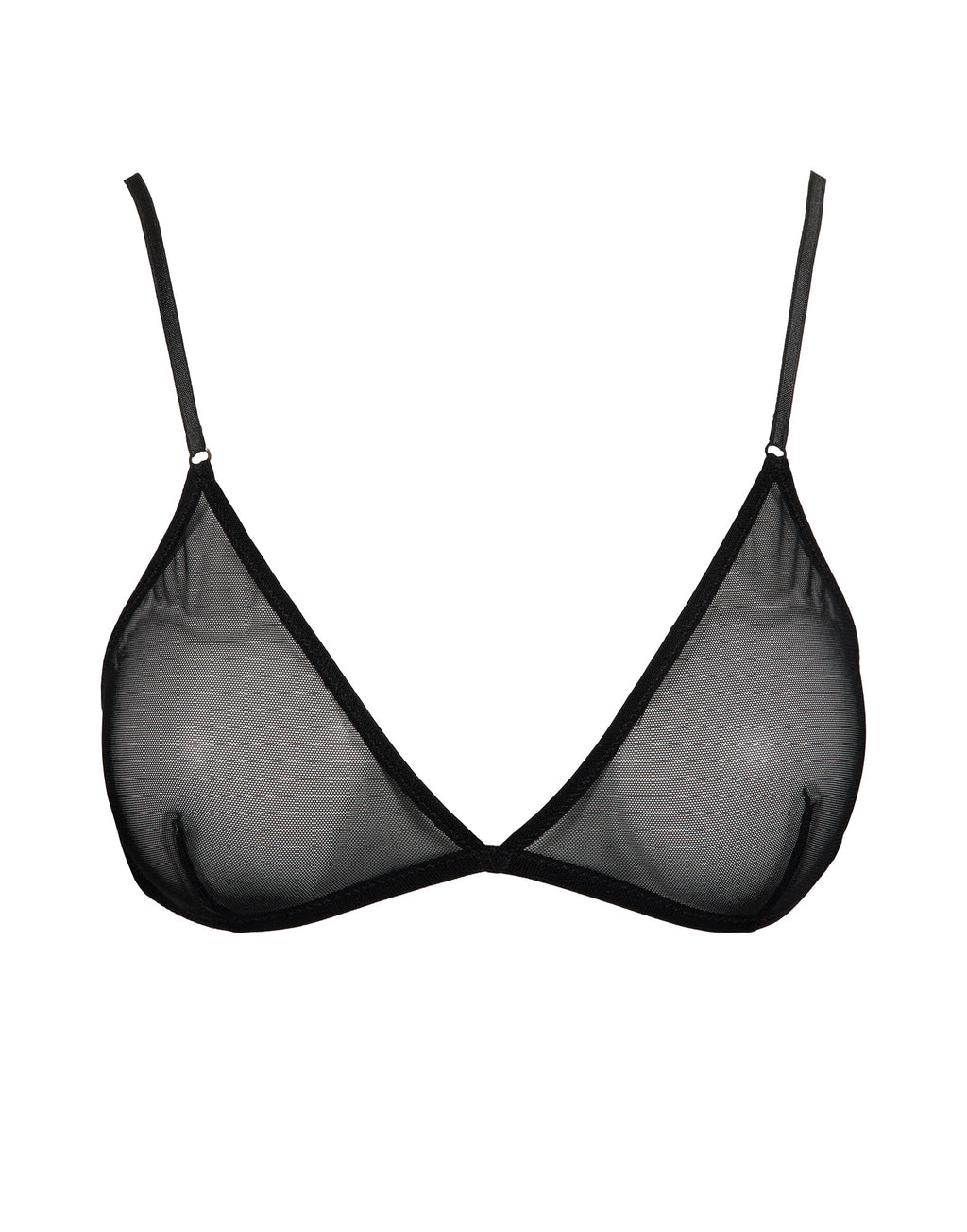 Reggiseno a Triangolo in Tulle Elasticizzato Nero