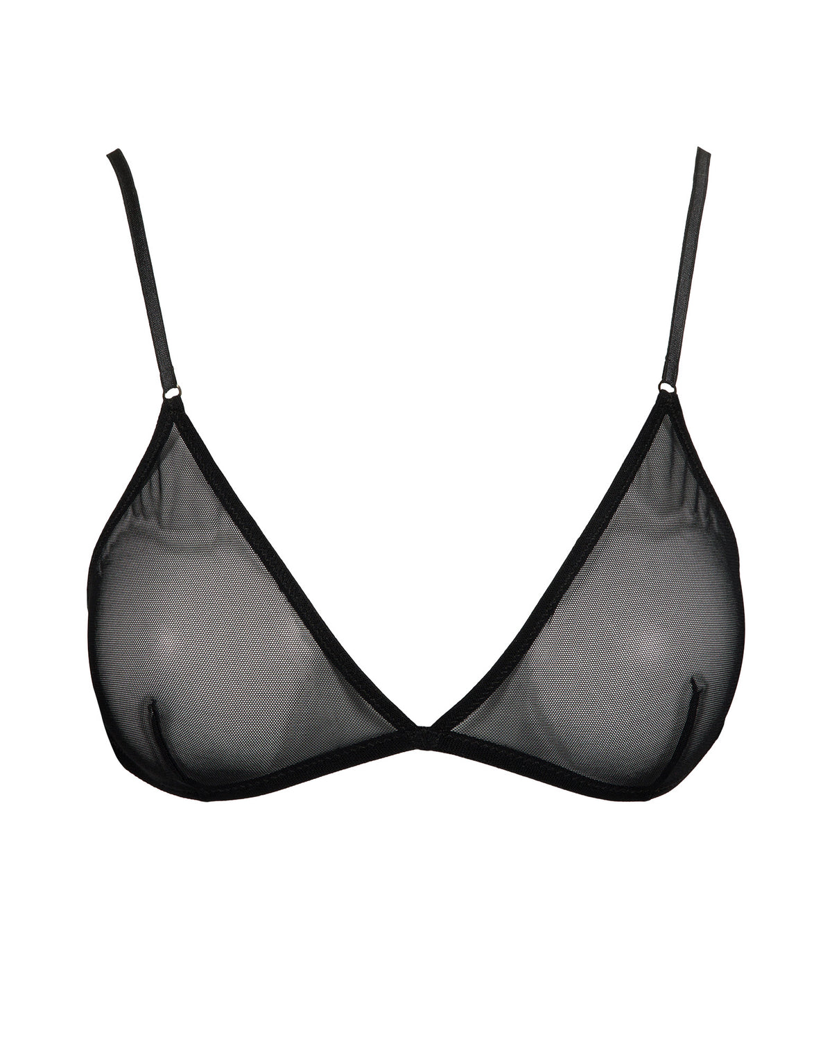 Reggiseno a Triangolo in Tulle Elasticizzato Nero