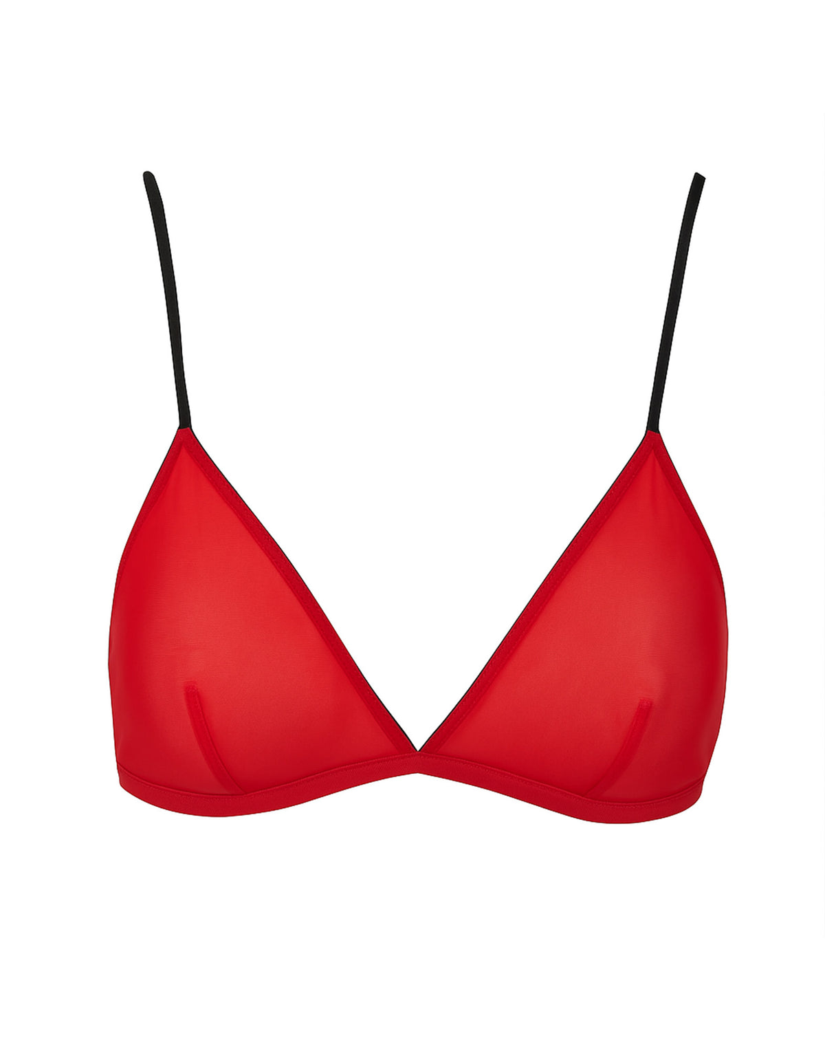 Reggiseno a Triangolo in Tulle Elasticizzato Rosso