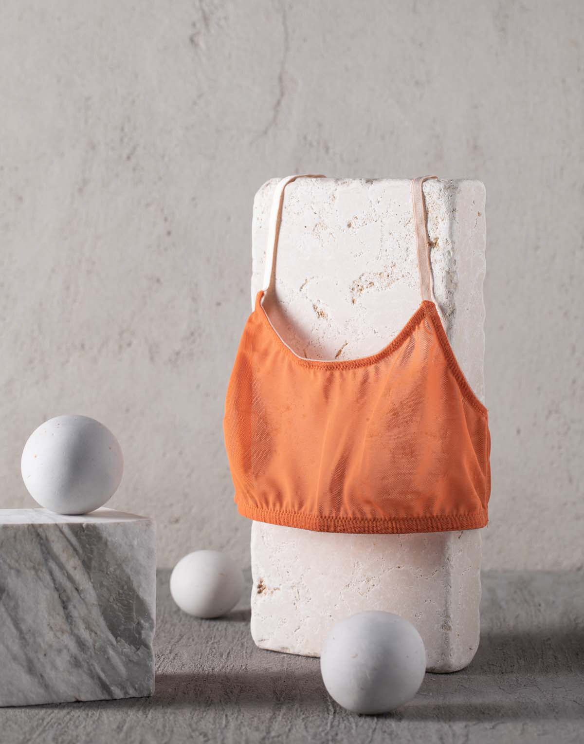 Reggiseno a Fascia in Tulle Arancione