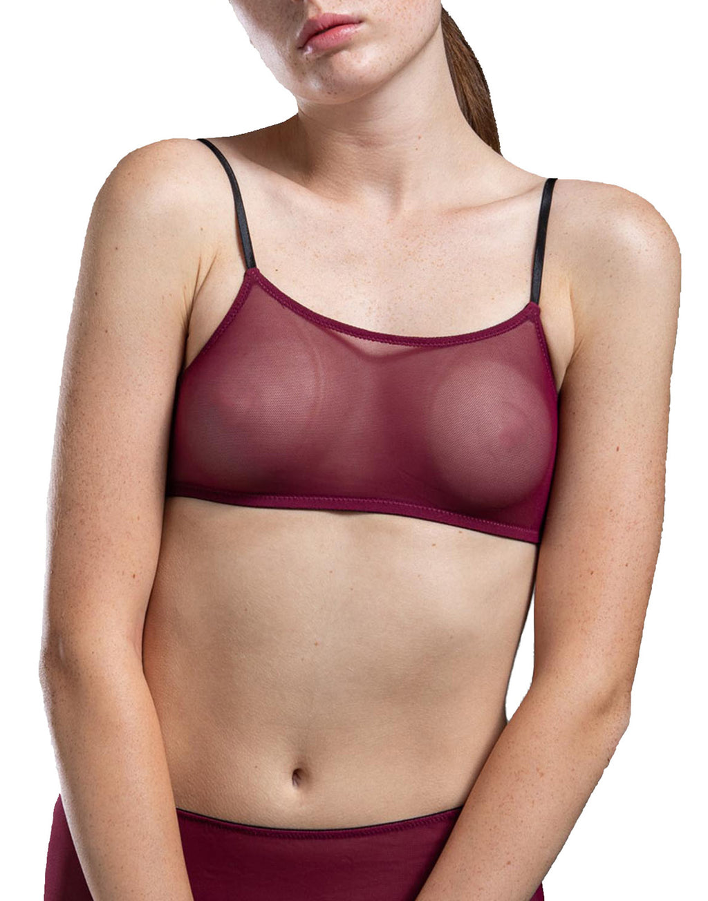 Reggiseno a Fascia in Tulle Bordeaux