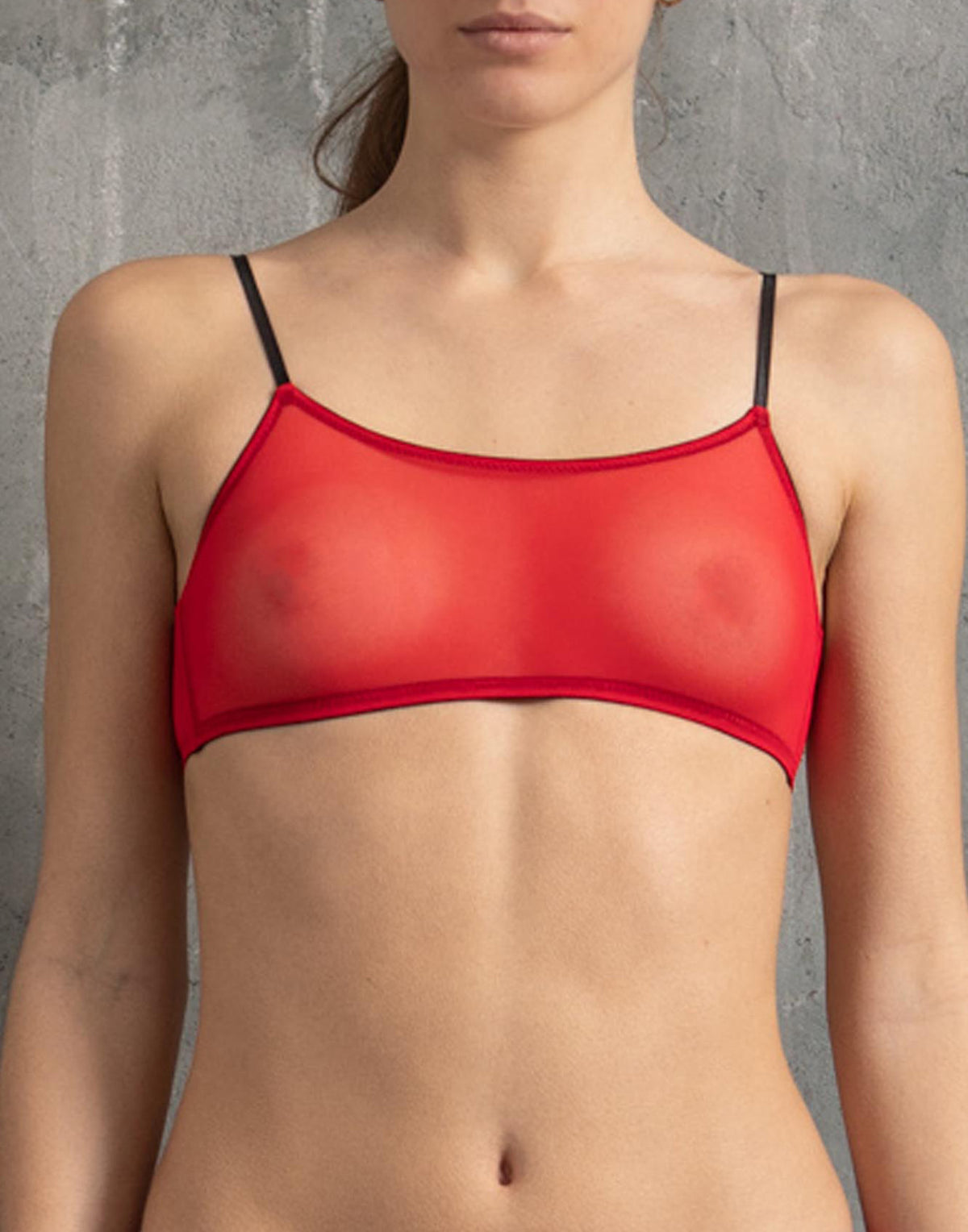 Reggiseno a Fascia in Tulle Rosso