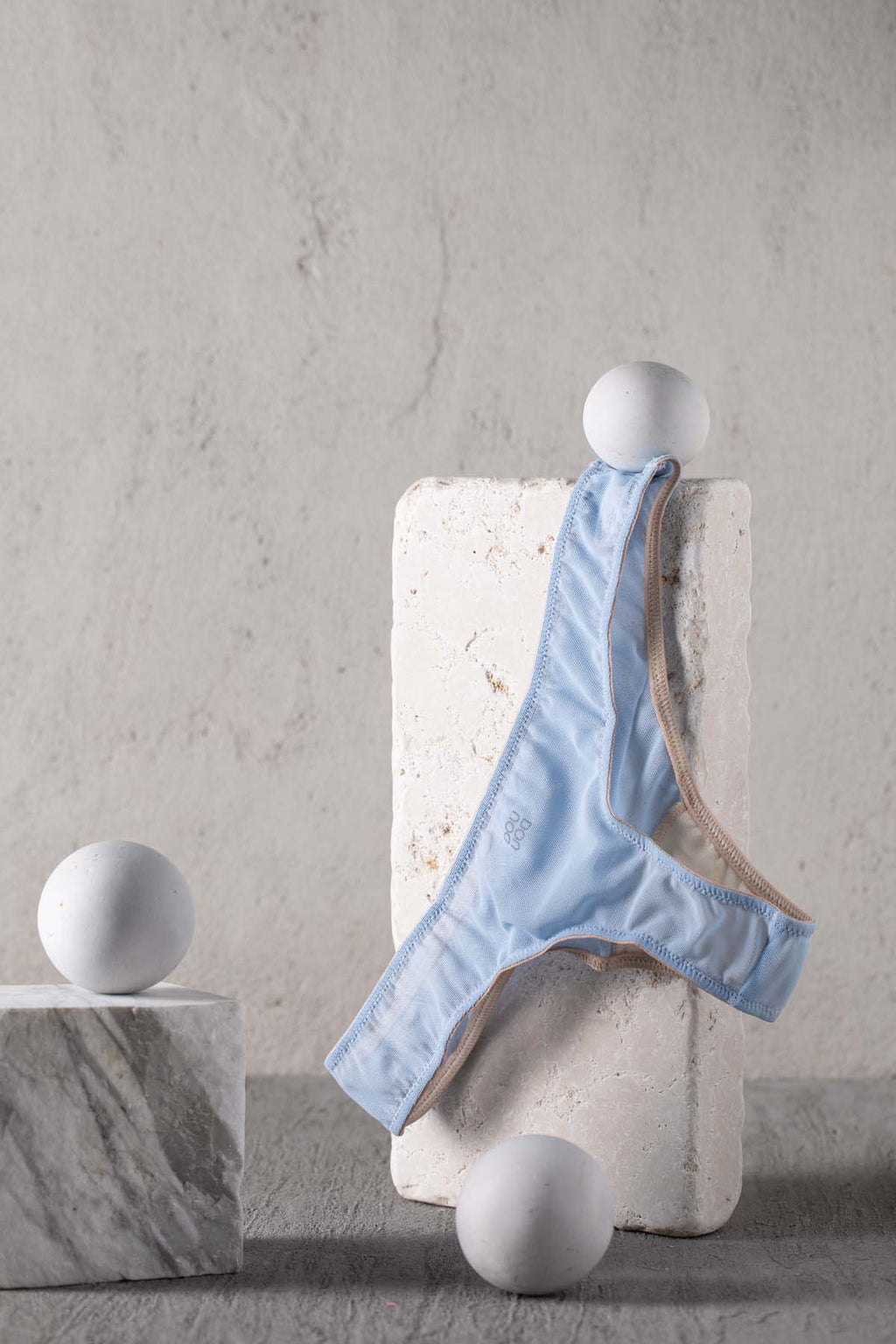 Slip a Brasiliana in Tulle Elasticizzato Azzurro