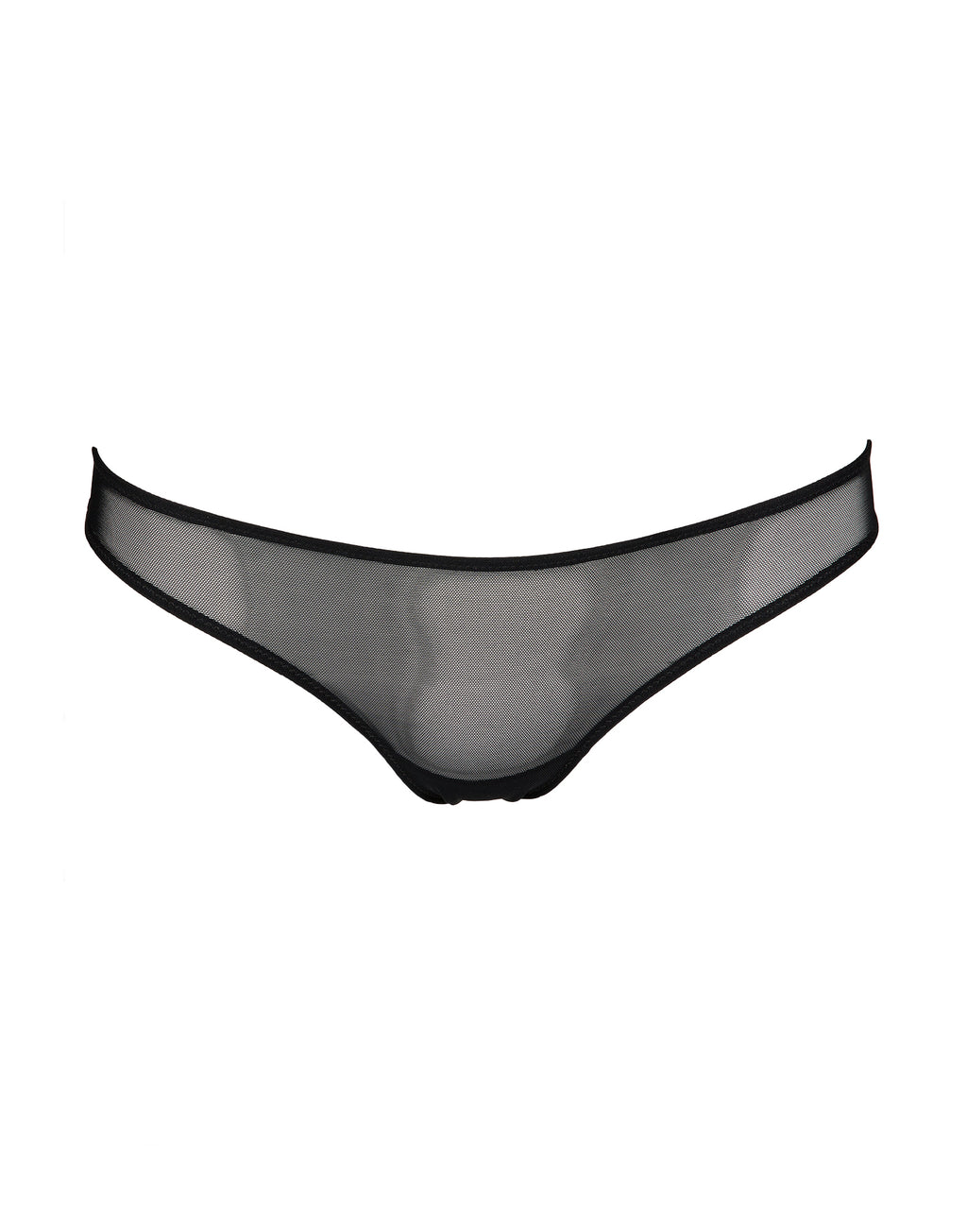 Slip a Brasiliana in Tulle Elasticizzato Nero