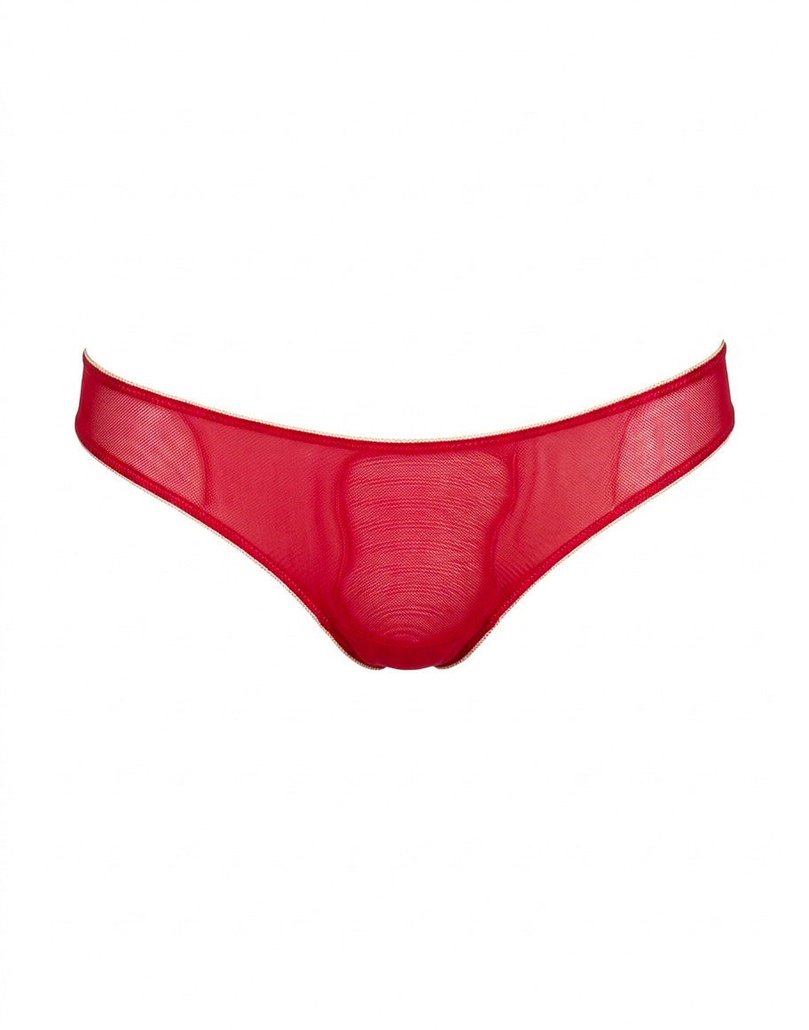 Slip a Brasiliana in Tulle Elasticizzato Rosso