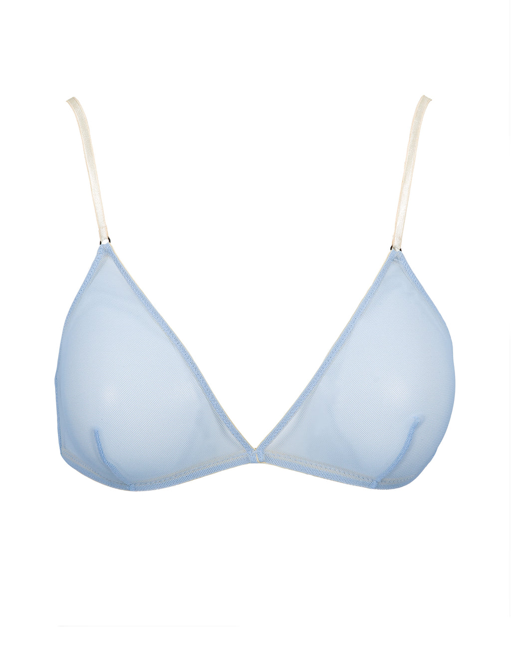 Reggiseno a Triangolo in Tulle Elasticizzato Azzurro