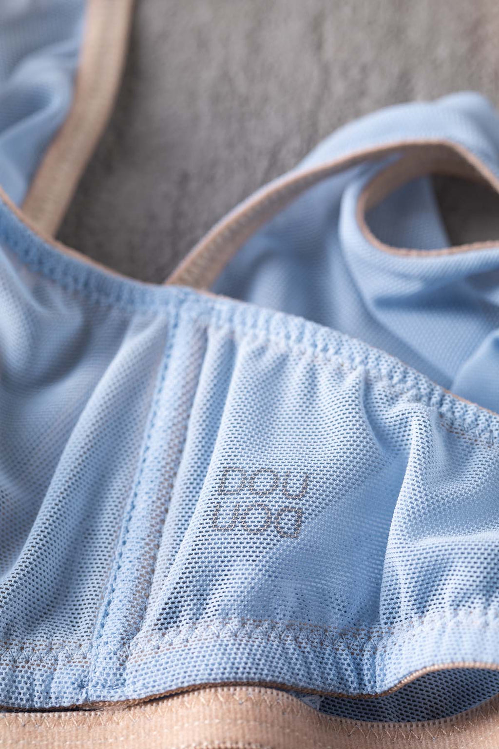 Reggiseno a Triangolo in Tulle Elasticizzato Azzurro