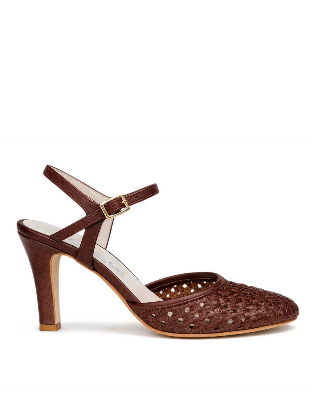 Decollete in Pelle Intrecciata Marrone
