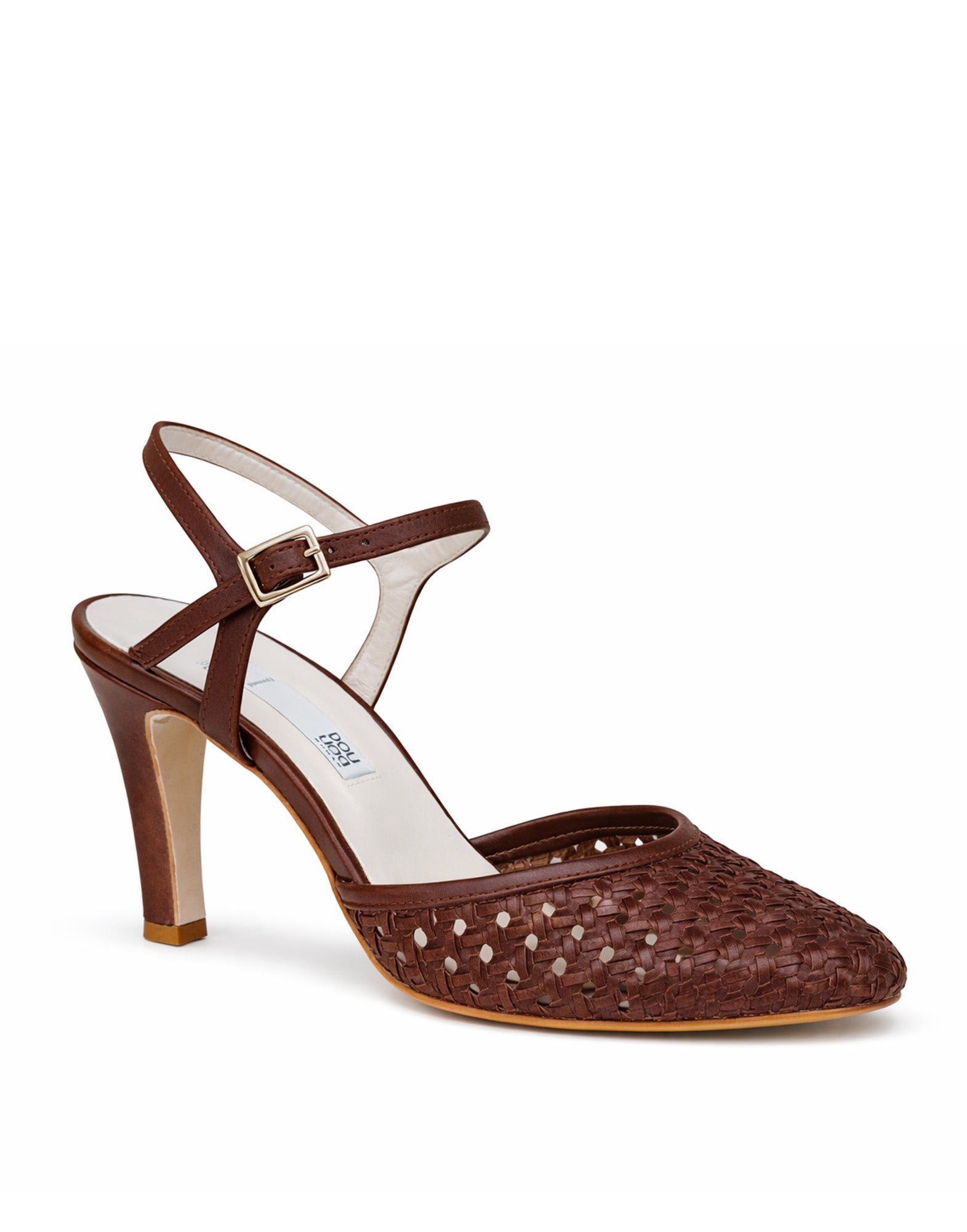 Decollete in Pelle Intrecciata Marrone