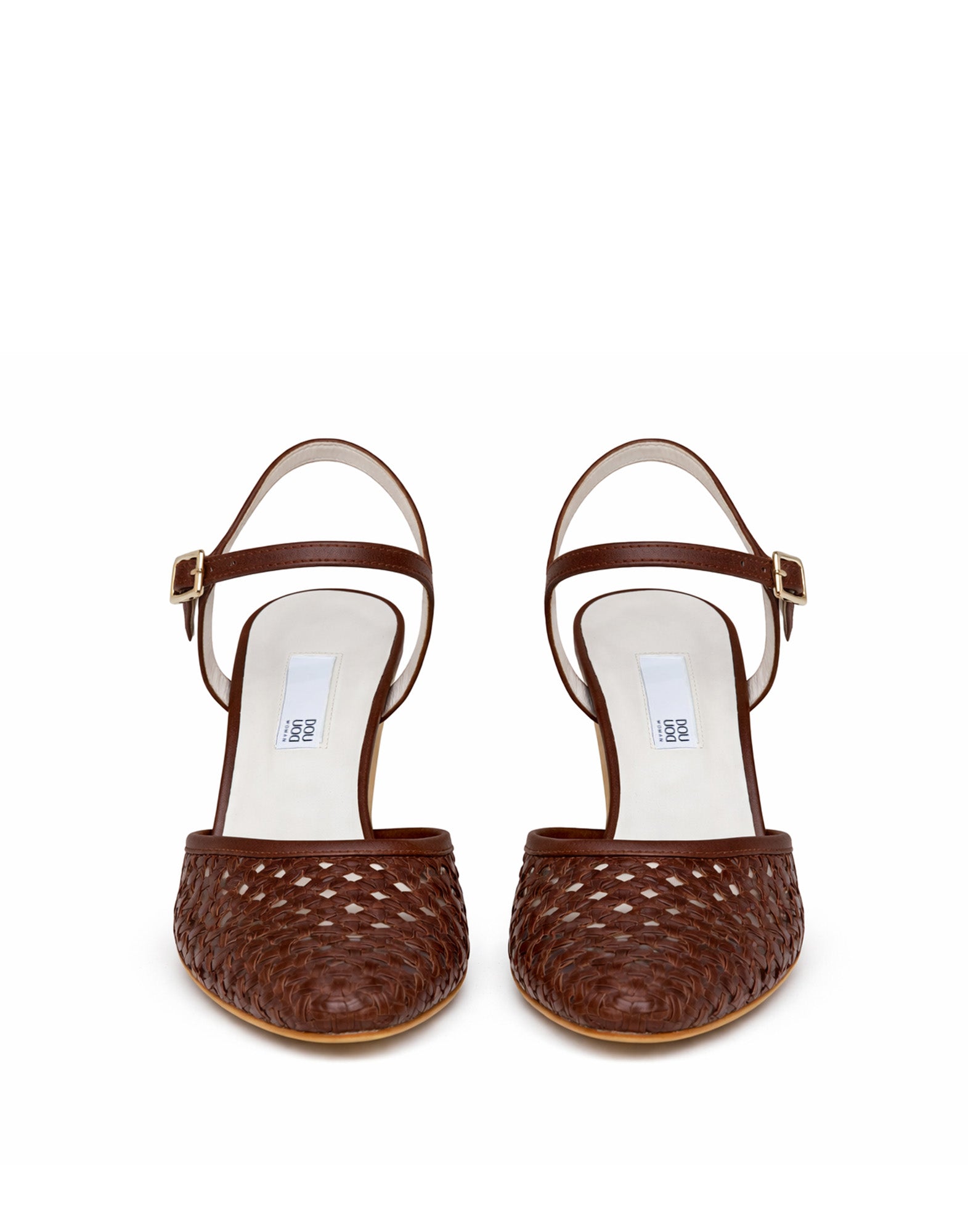 Decollete in Pelle Intrecciata Marrone