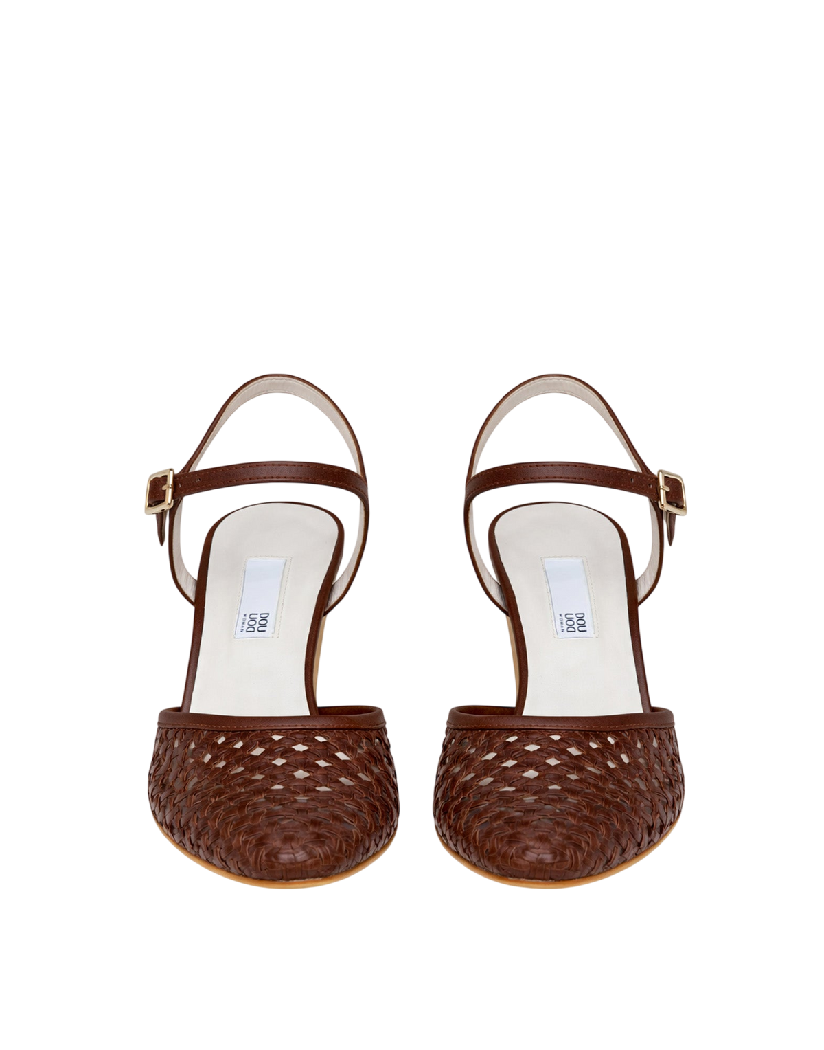 Decollete in Pelle Intrecciata Marrone