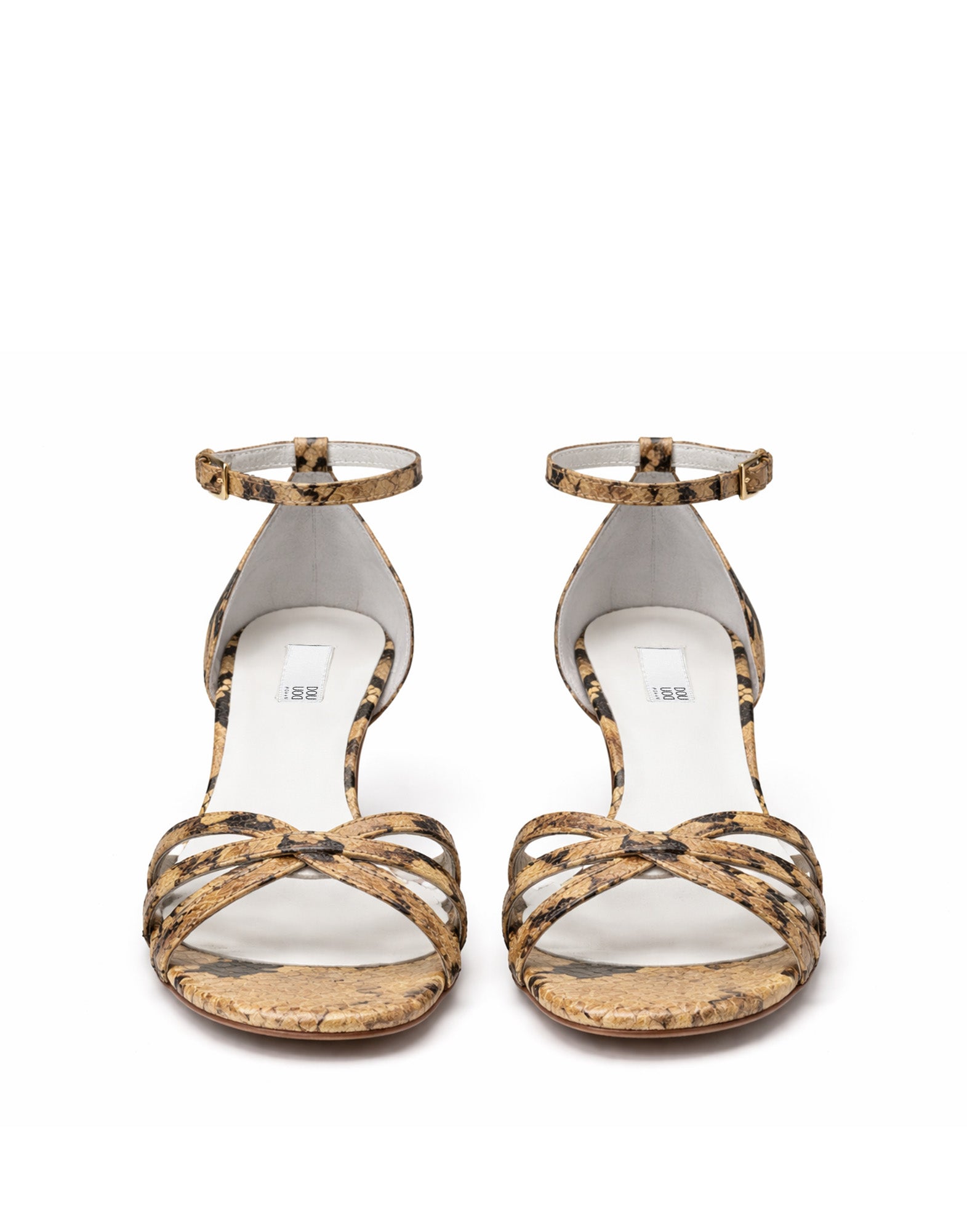 Sandali con Tacco in Pelle Stampa Pitone