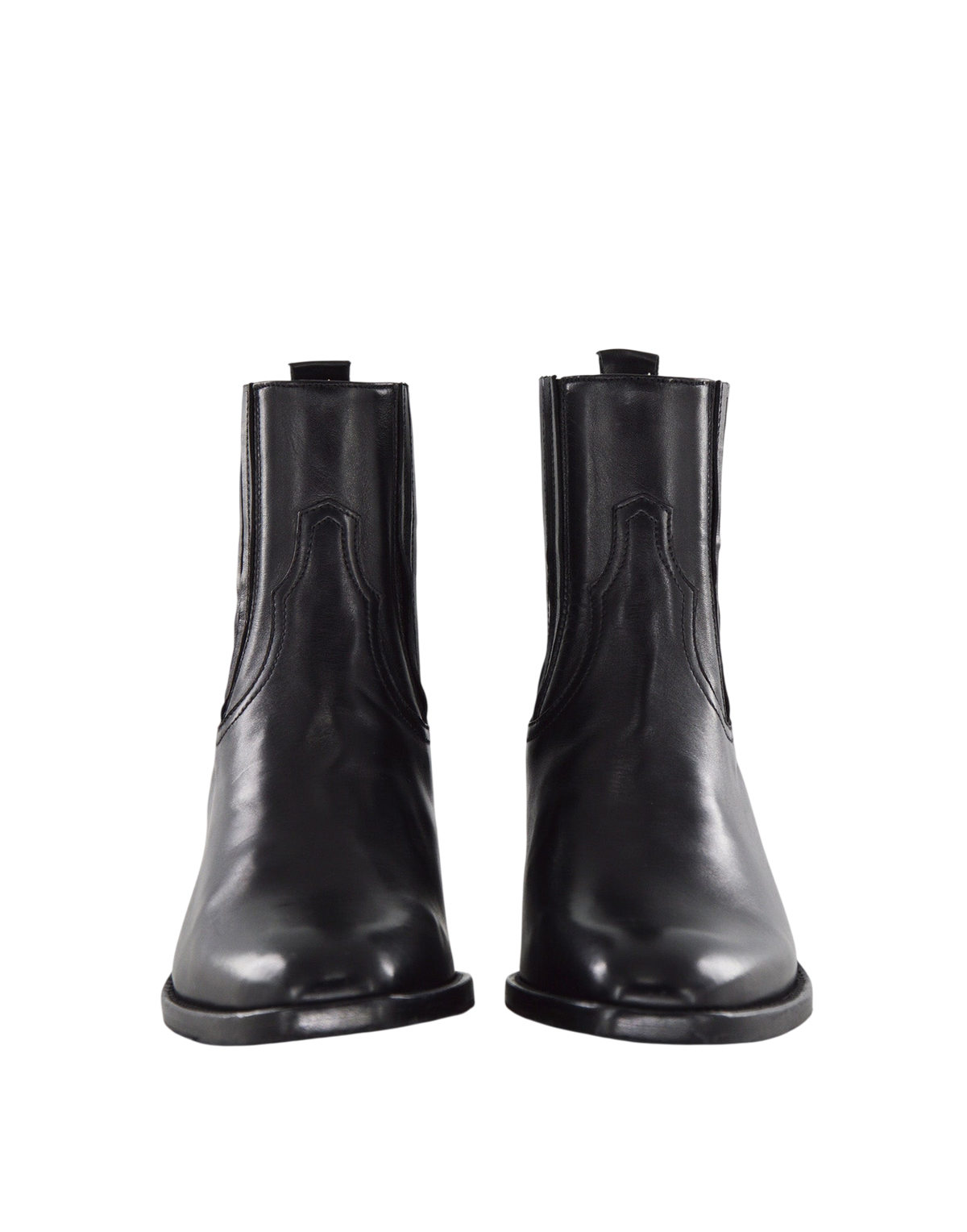 Stivaletti Texani in Pelle di Vitello Glam Nero