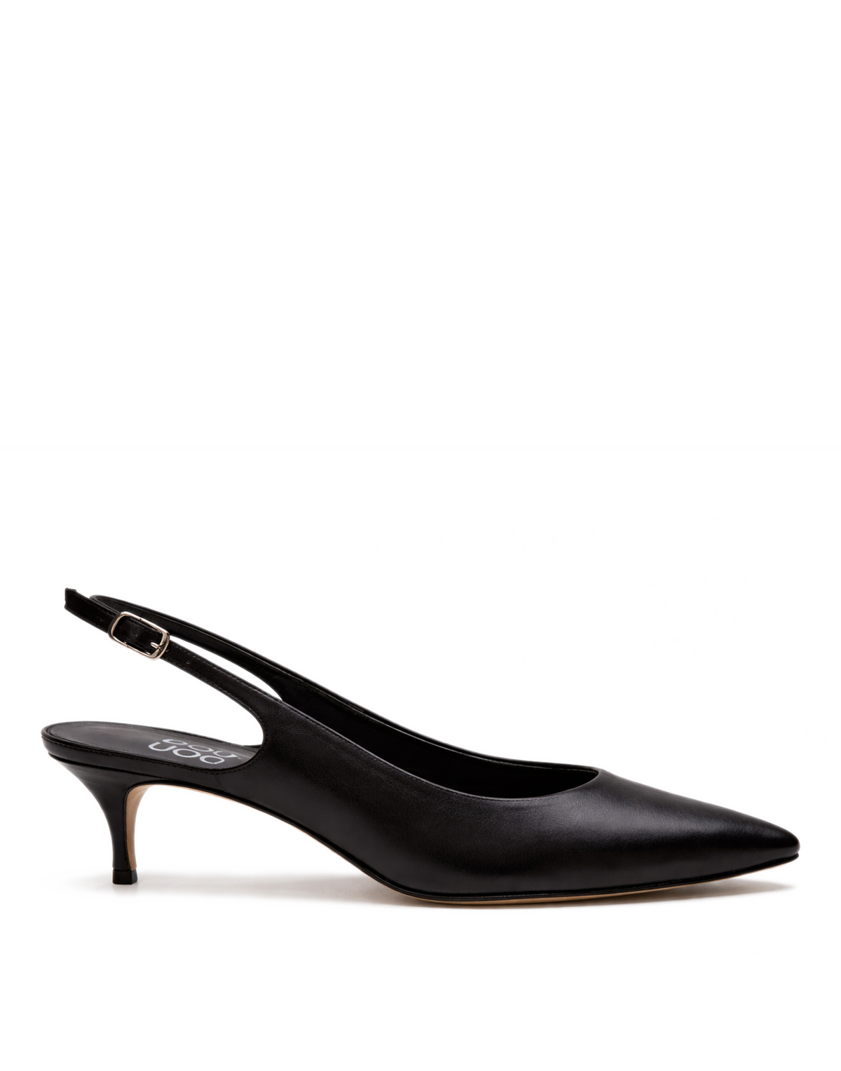 Slingback a Punta in Nappa Nera